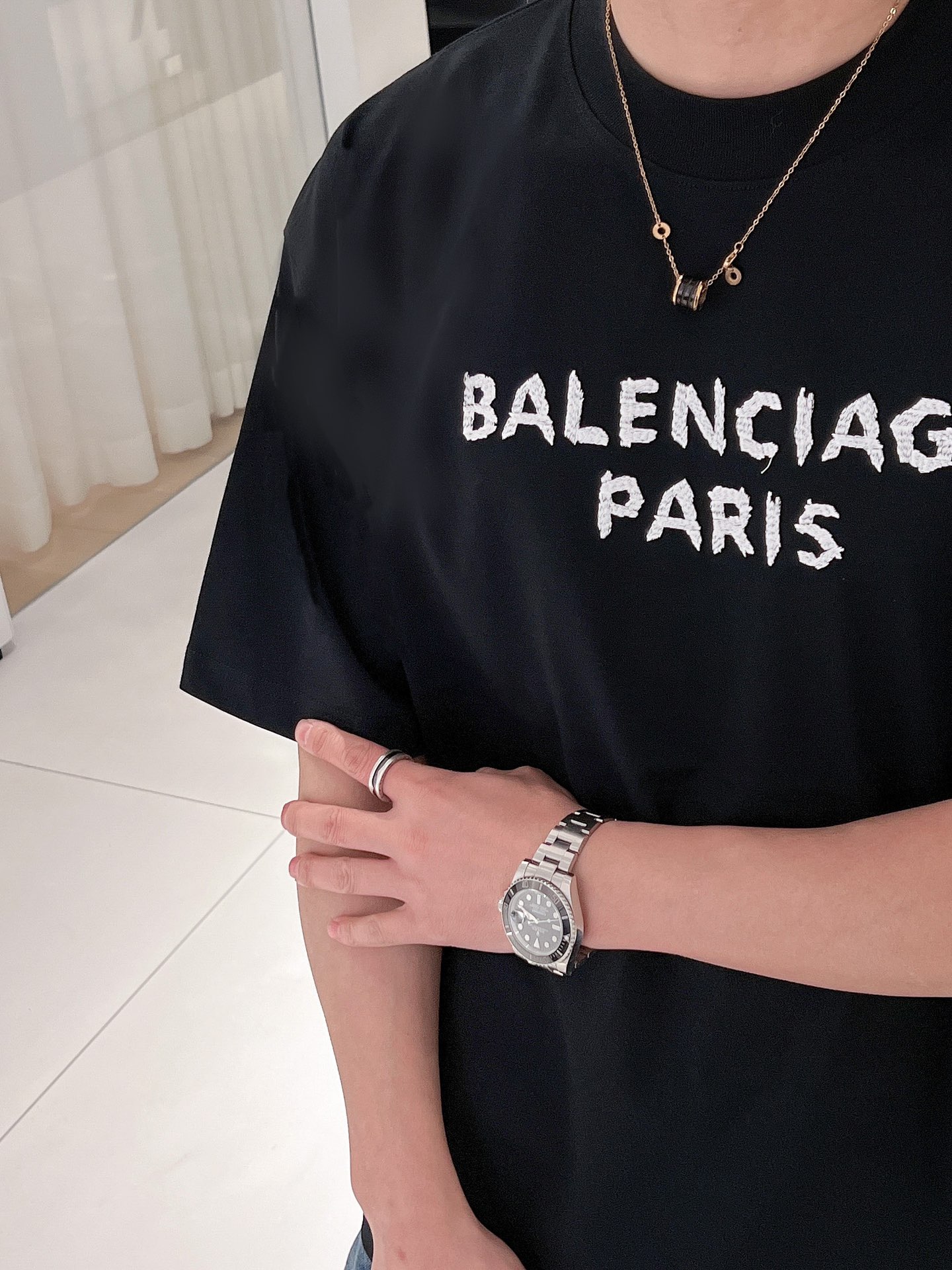 巴黎世家BALENCIAGA2024ss新工艺logo微阔版圆领男士短袖T恤新季新推系列将标识巧妙融入设