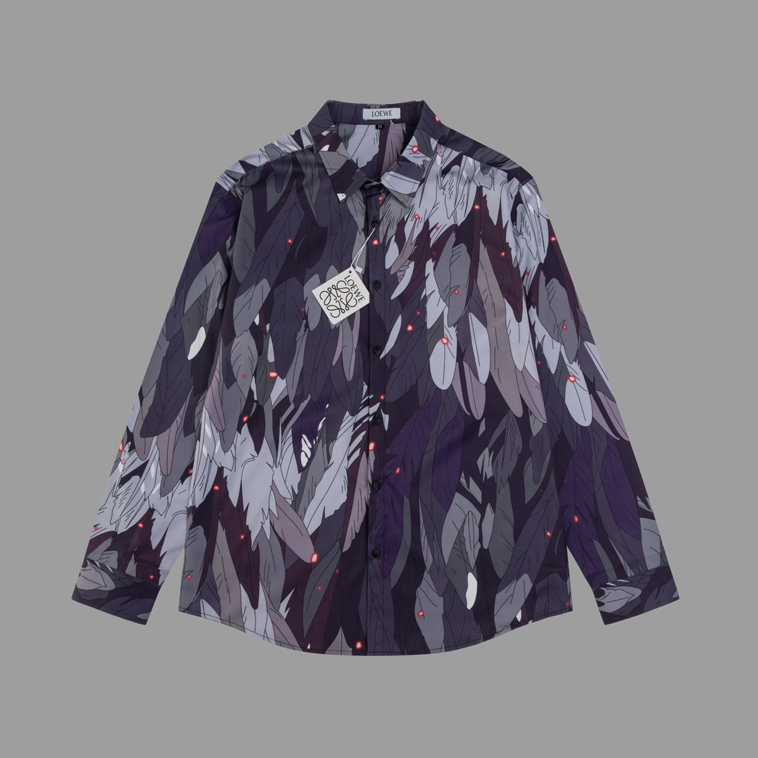 Loewe Feathers Long Sleeve Shirt with Custom Supplements in Picture Color - 图片 3