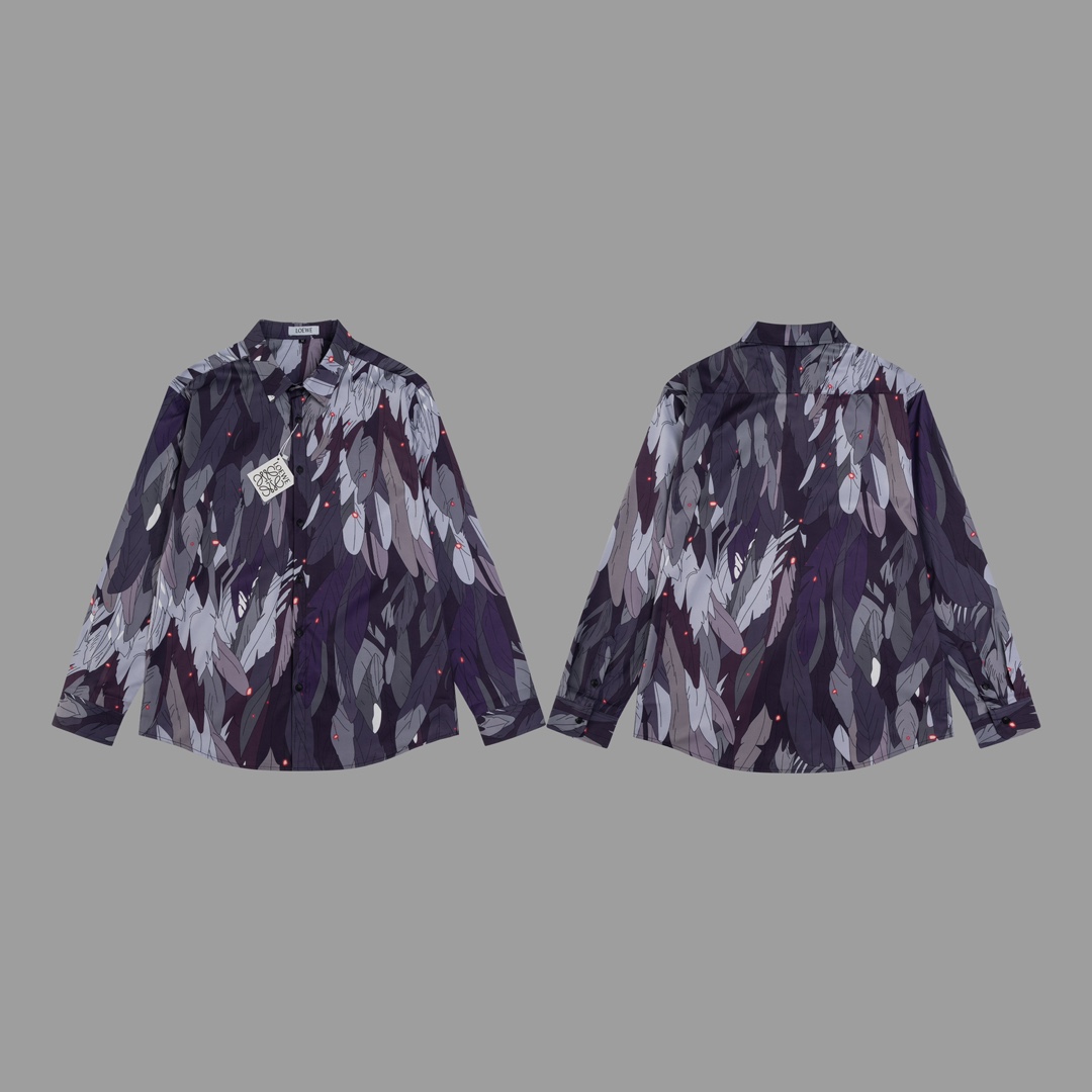 Loewe Feathers Long Sleeve Shirt with Custom Supplements in Picture Color - 图片 2