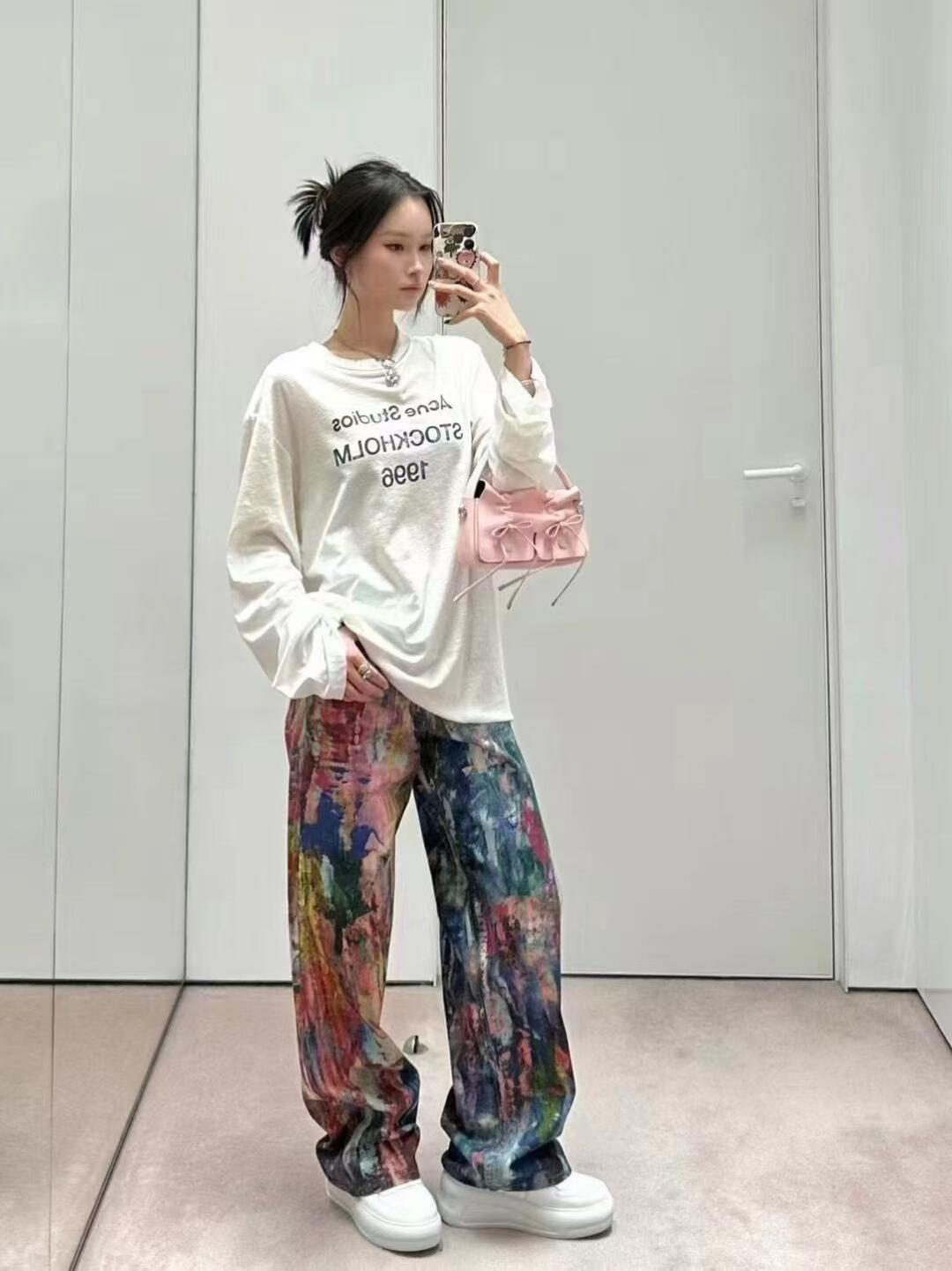 Acne Studios 24Fw 彩色油画牛仔长裤 上身效果#