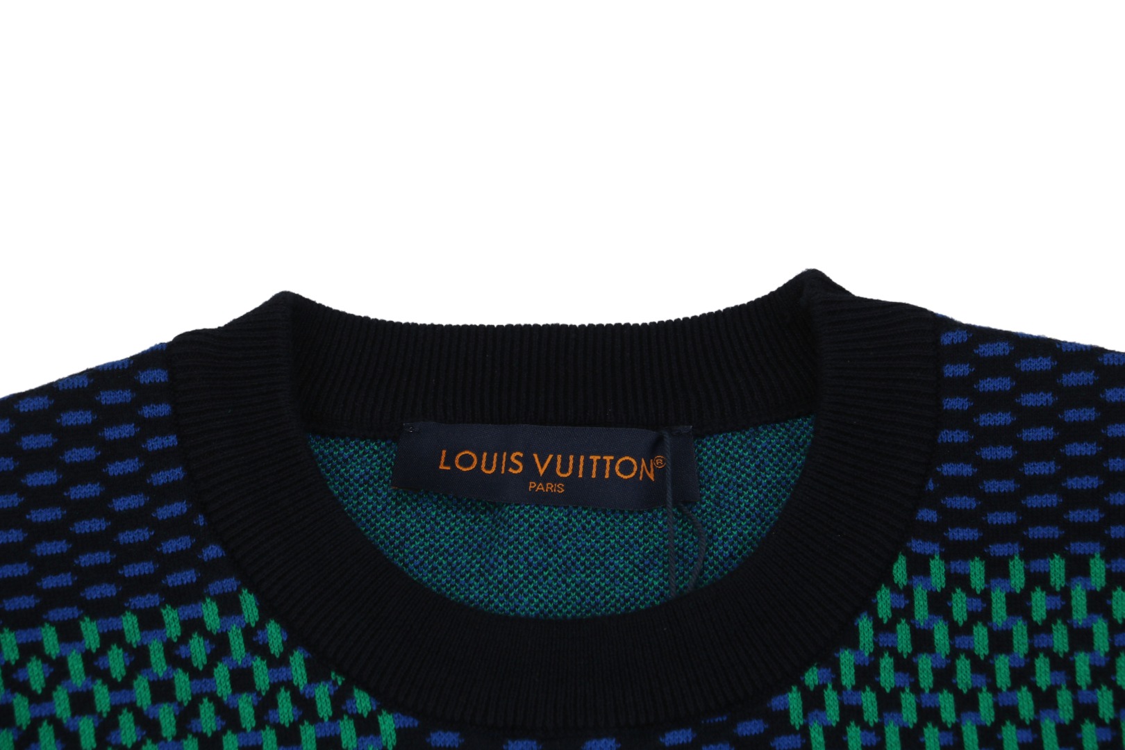 1v 24ss 棋盘格毛织字母提花短袖