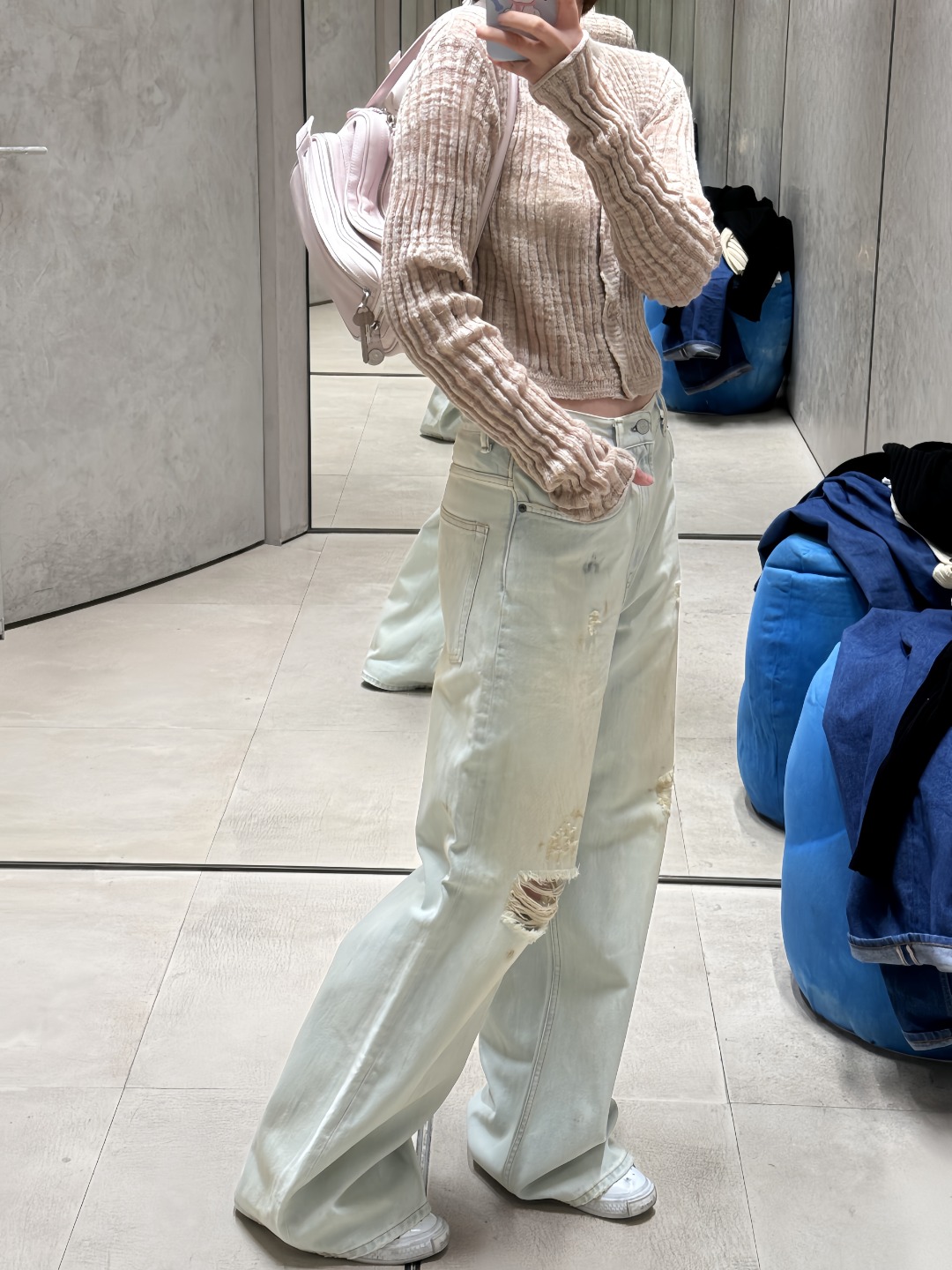 Acne Studios 25ss 1991腰带破洞牛仔长裤-小版型 上身效果#