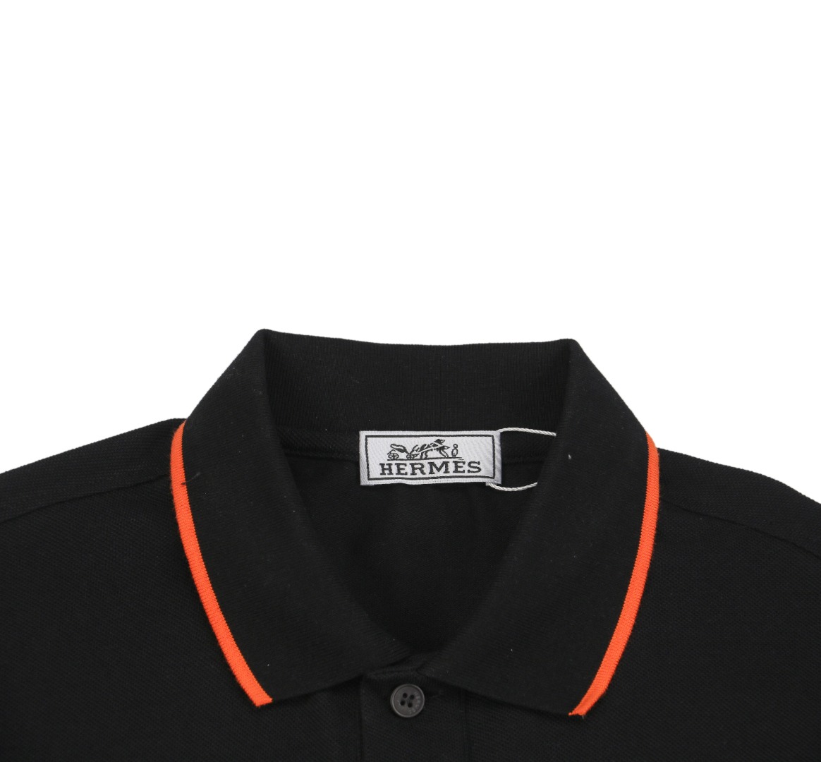 Hermes/爱马仕 25ss 圆圈H字母刺绣polo短袖 纯