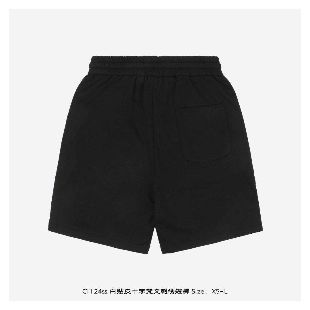 Chrome Hearts/克罗心 24ss 白贴皮十字梵文刺绣短裤