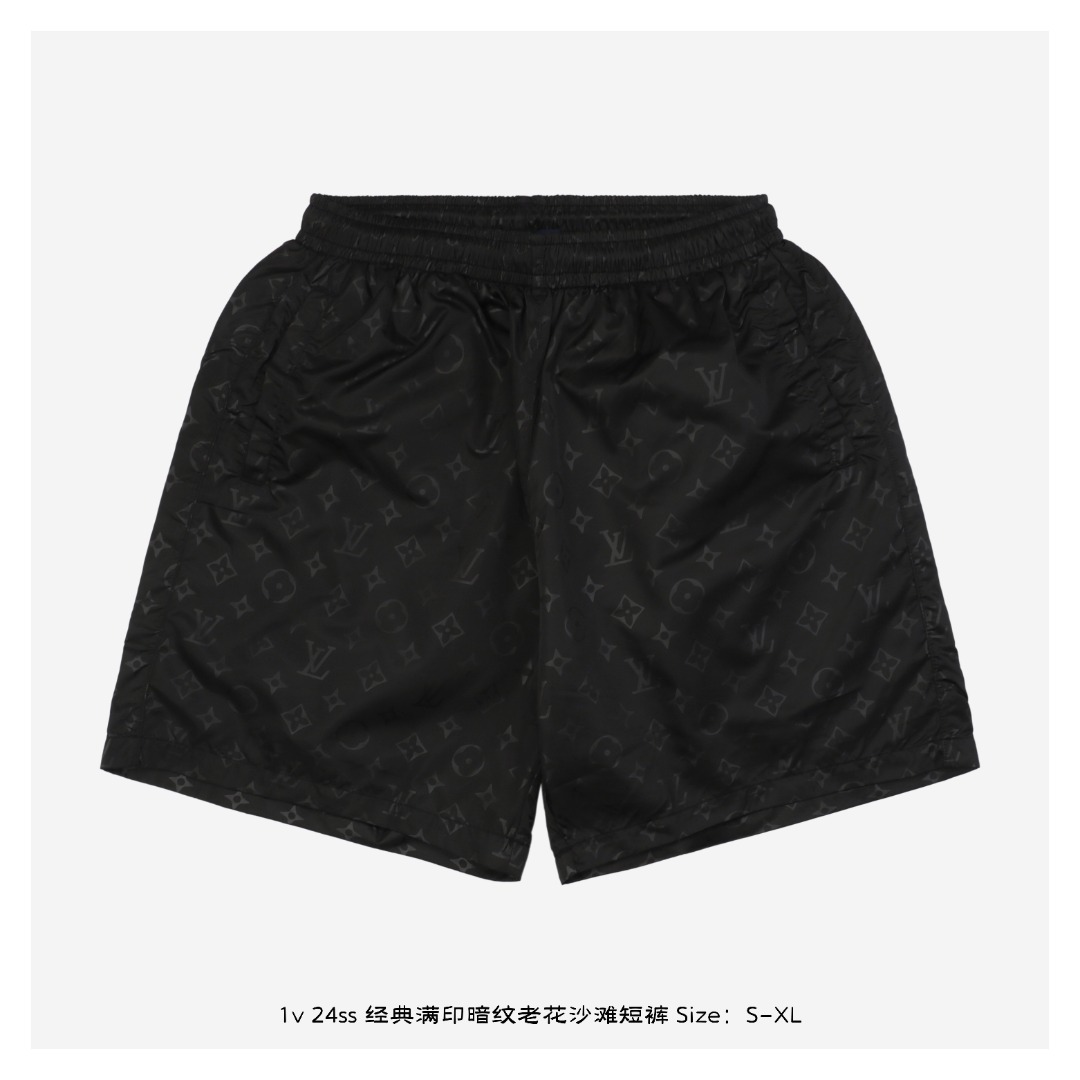 1v 24ss 经典满印暗纹老花沙滩短裤