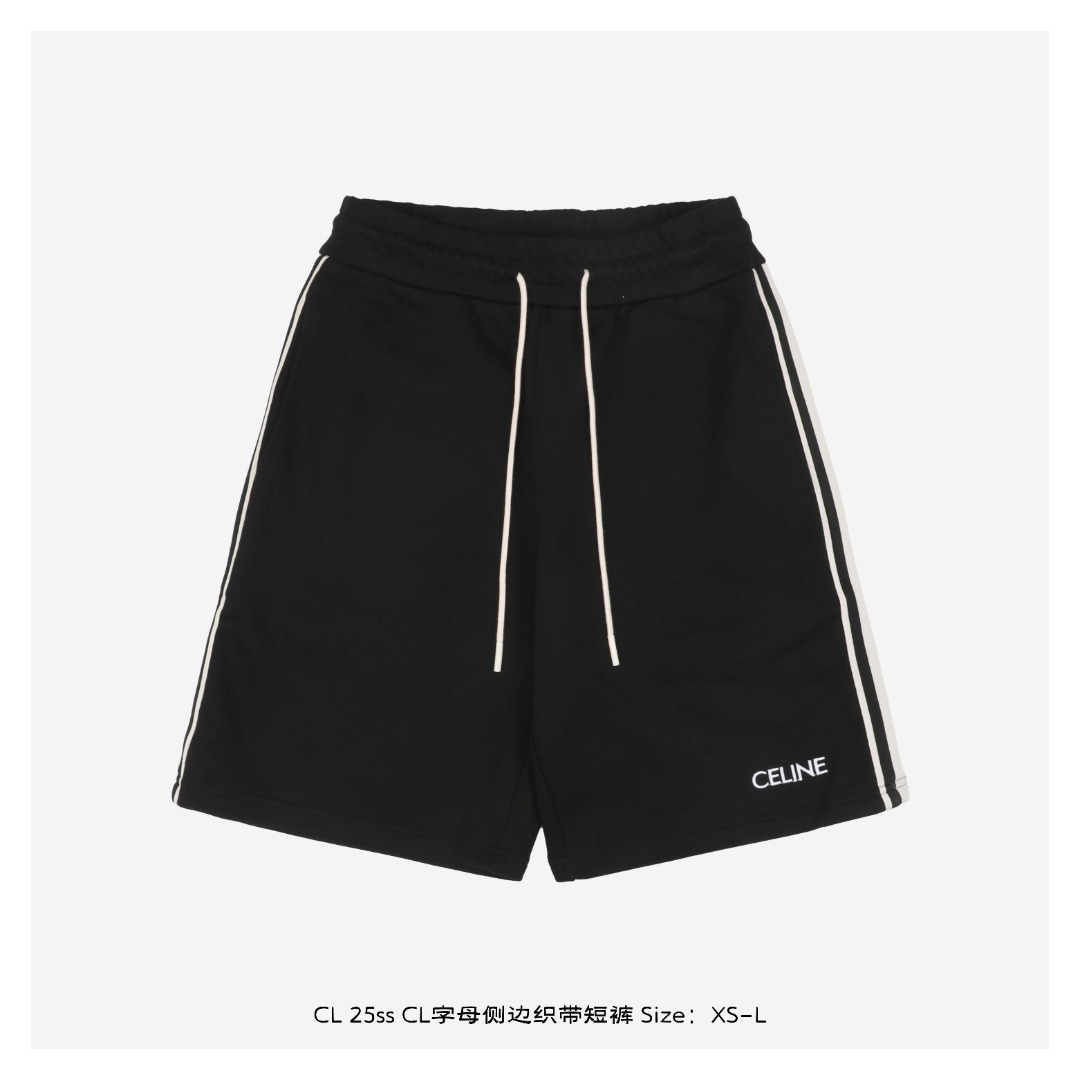 Cèline/赛琳 25ss CL字母侧边织带短裤