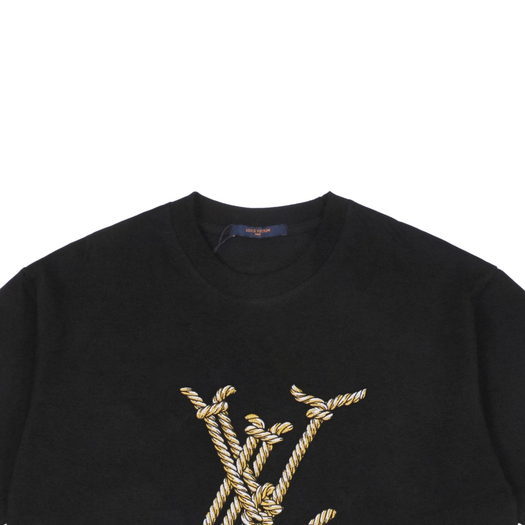 1v 25ss 老花字母绳索刺绣短袖