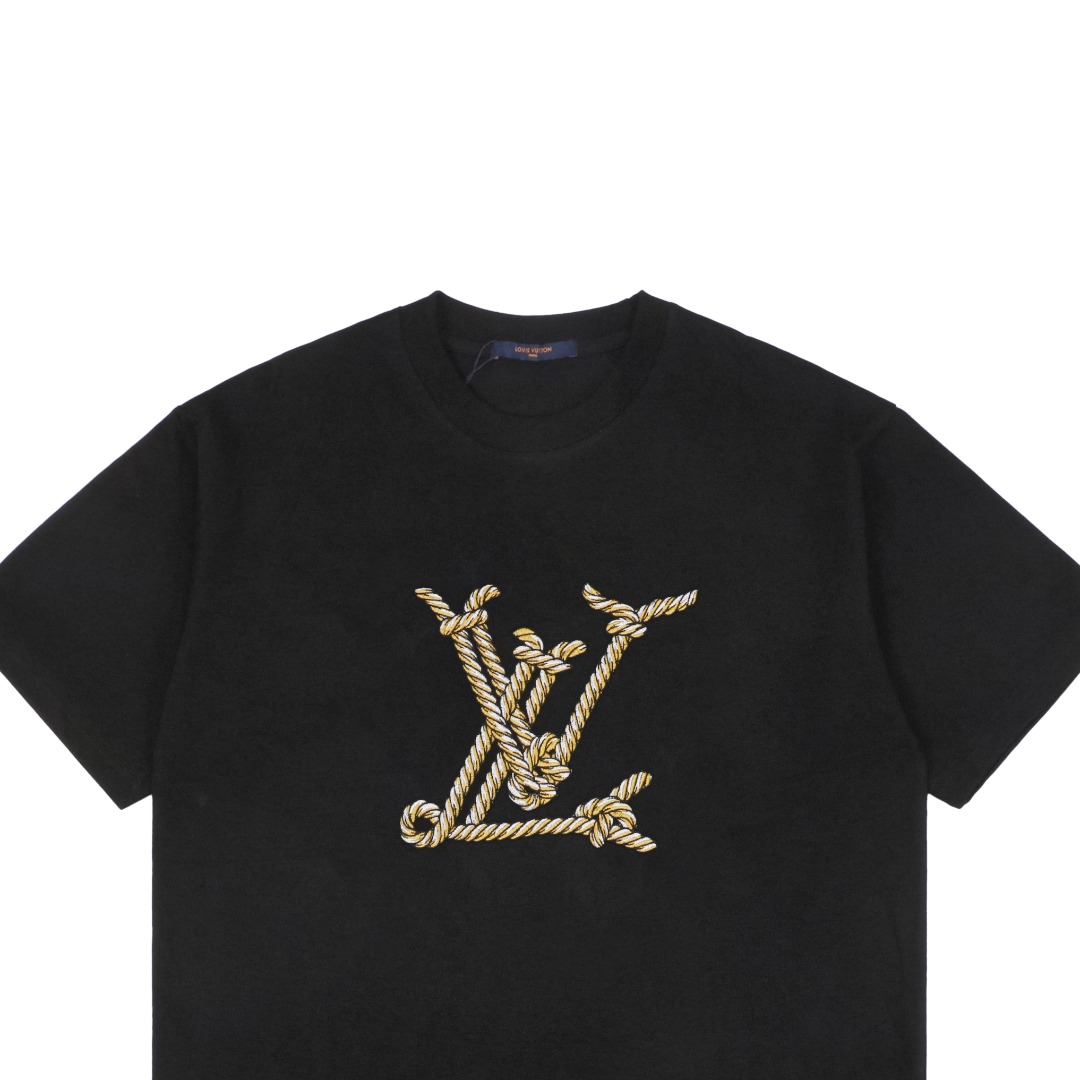 1v 25ss 老花字母绳索刺绣短袖