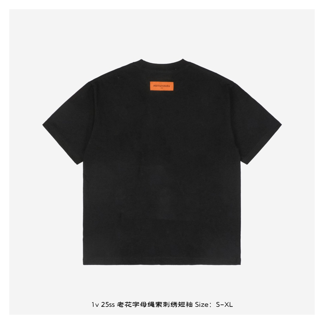 1v 25ss 老花字母绳索刺绣短袖