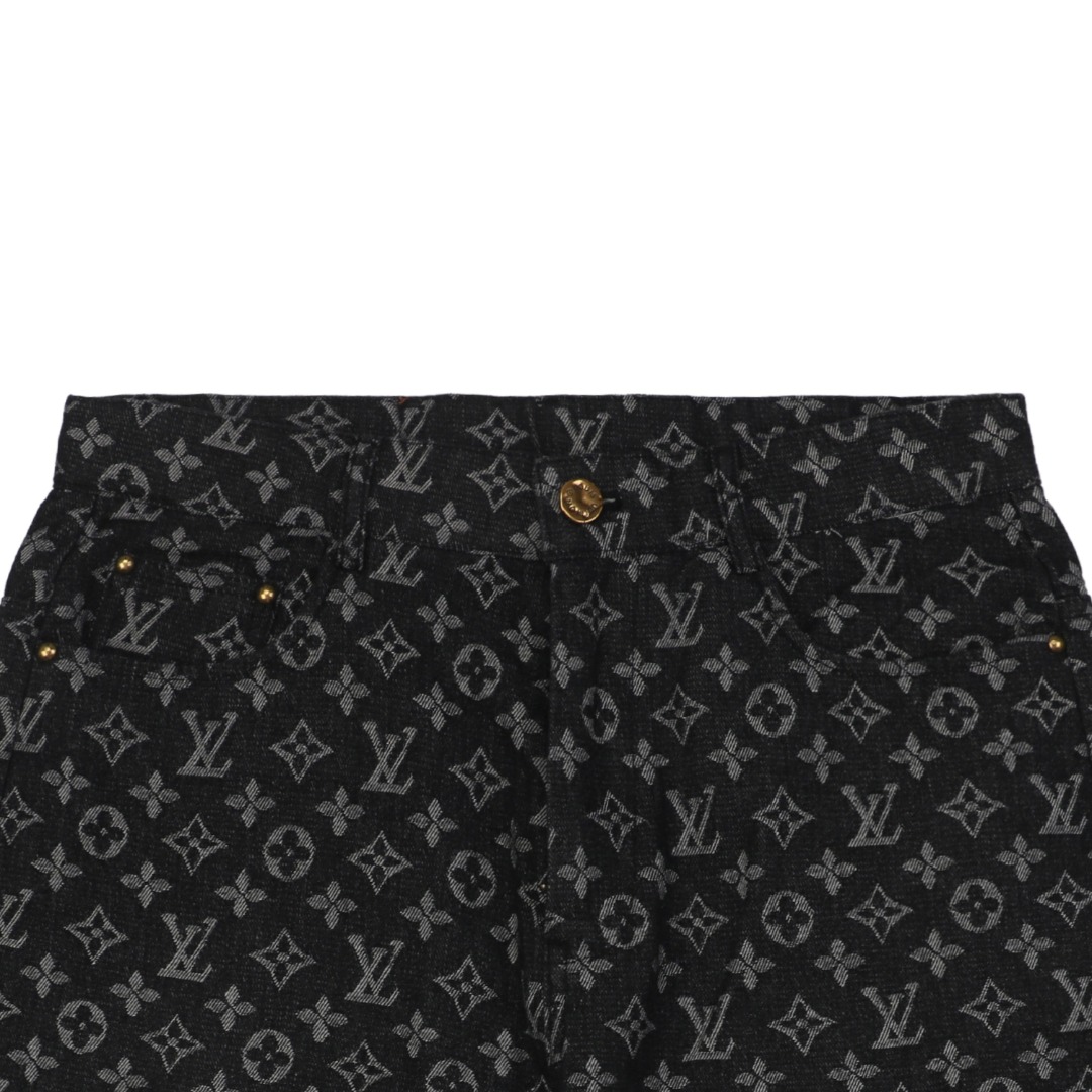 1v 25ss 满印老花丹宁牛仔短裤