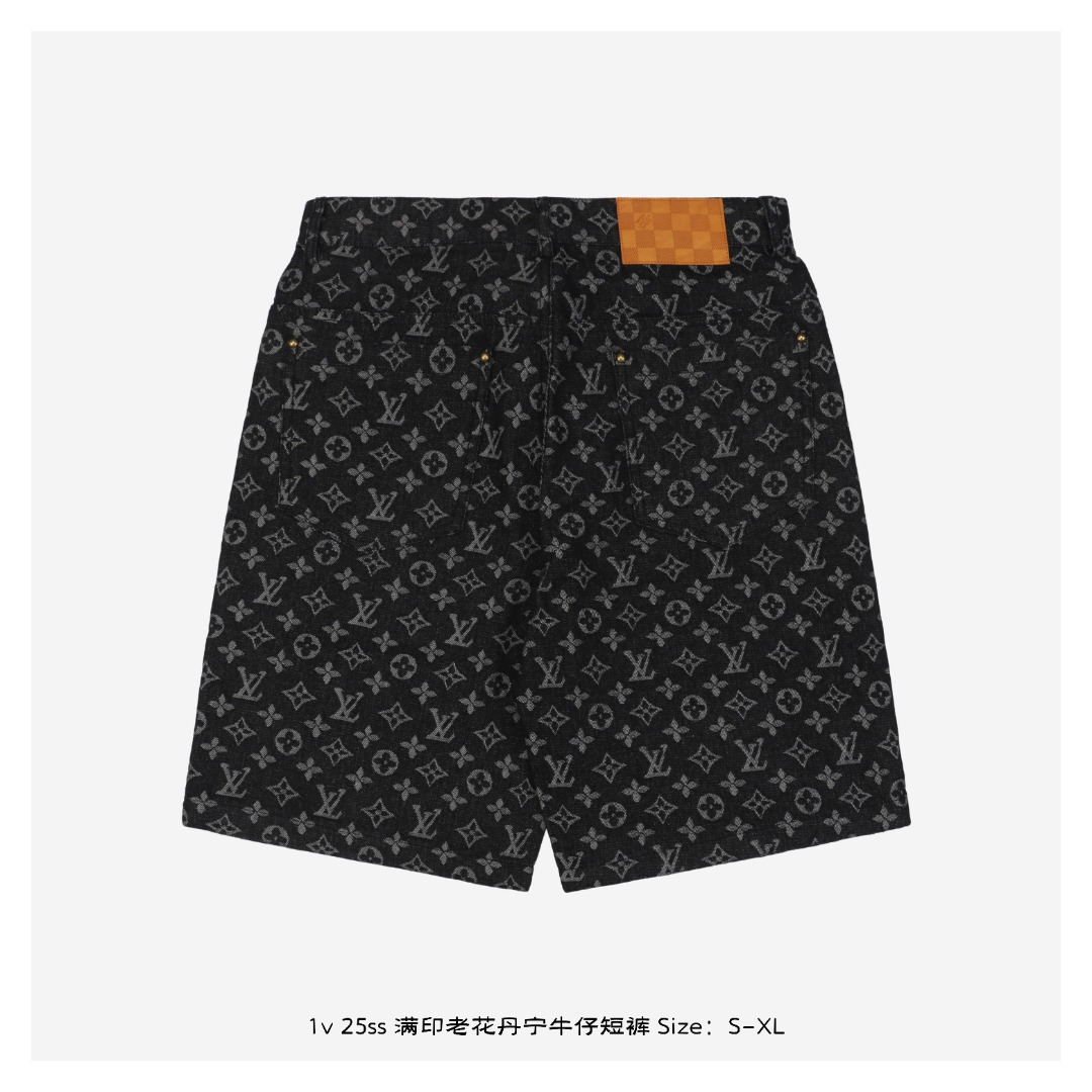 1v 25ss 满印老花丹宁牛仔短裤