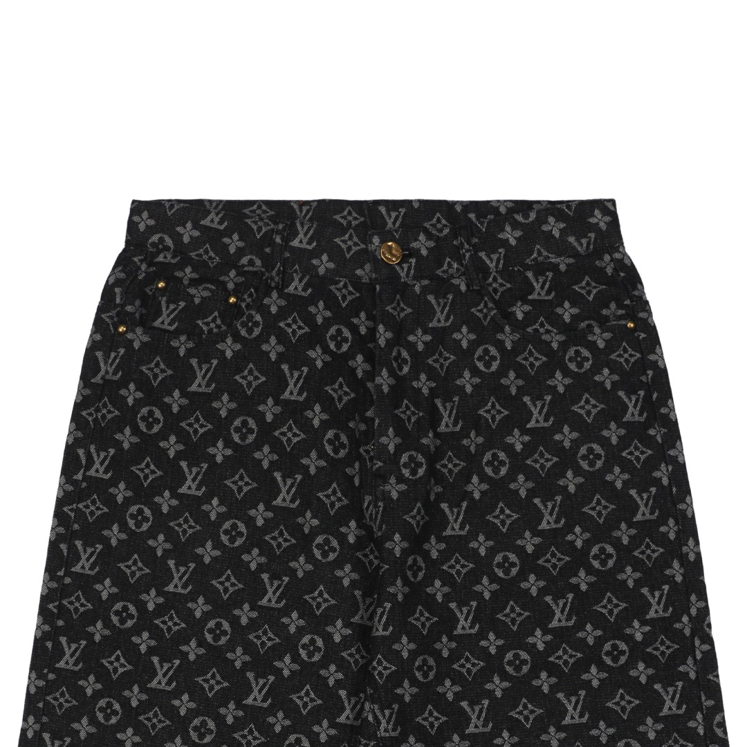 1v 25ss 满印老花丹宁牛仔短裤