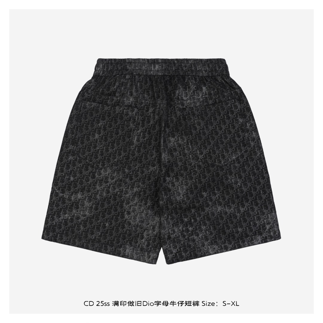 Dior/迪奥 25ss 满印做旧Dio字母牛仔短裤