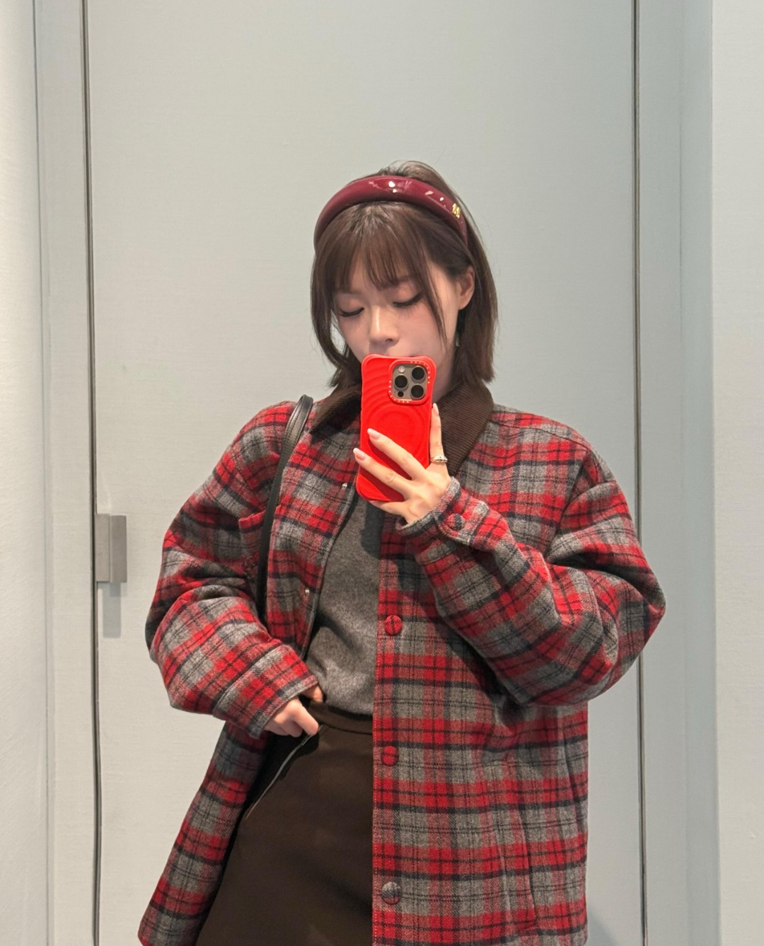 Miu Miu 25Fw Miu小标格纹棉服外套 上身效果#