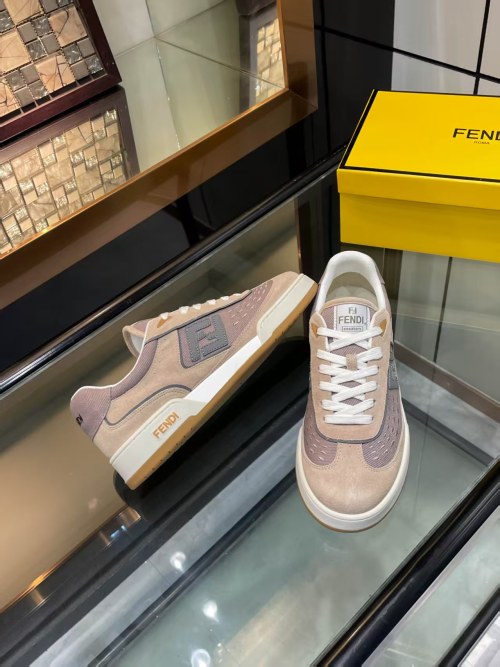 Fendi Match Sneakers: Stylish Leather & Suede Blend, Couple's Casual Shoe