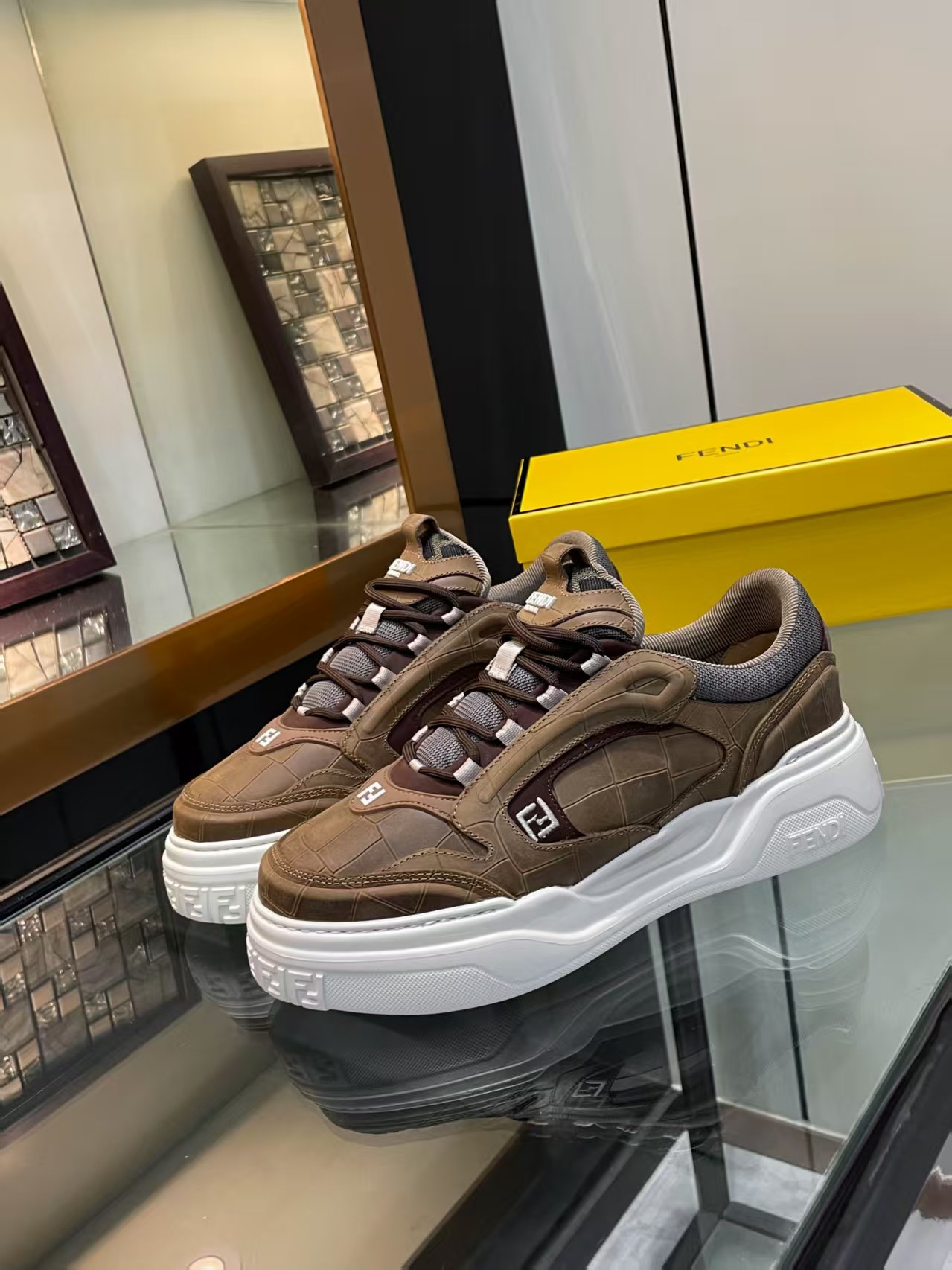 Fendi Match Sneakers Couple Casual Shoes In Leather And Suede - New 2025 6 a1750347628425 0730