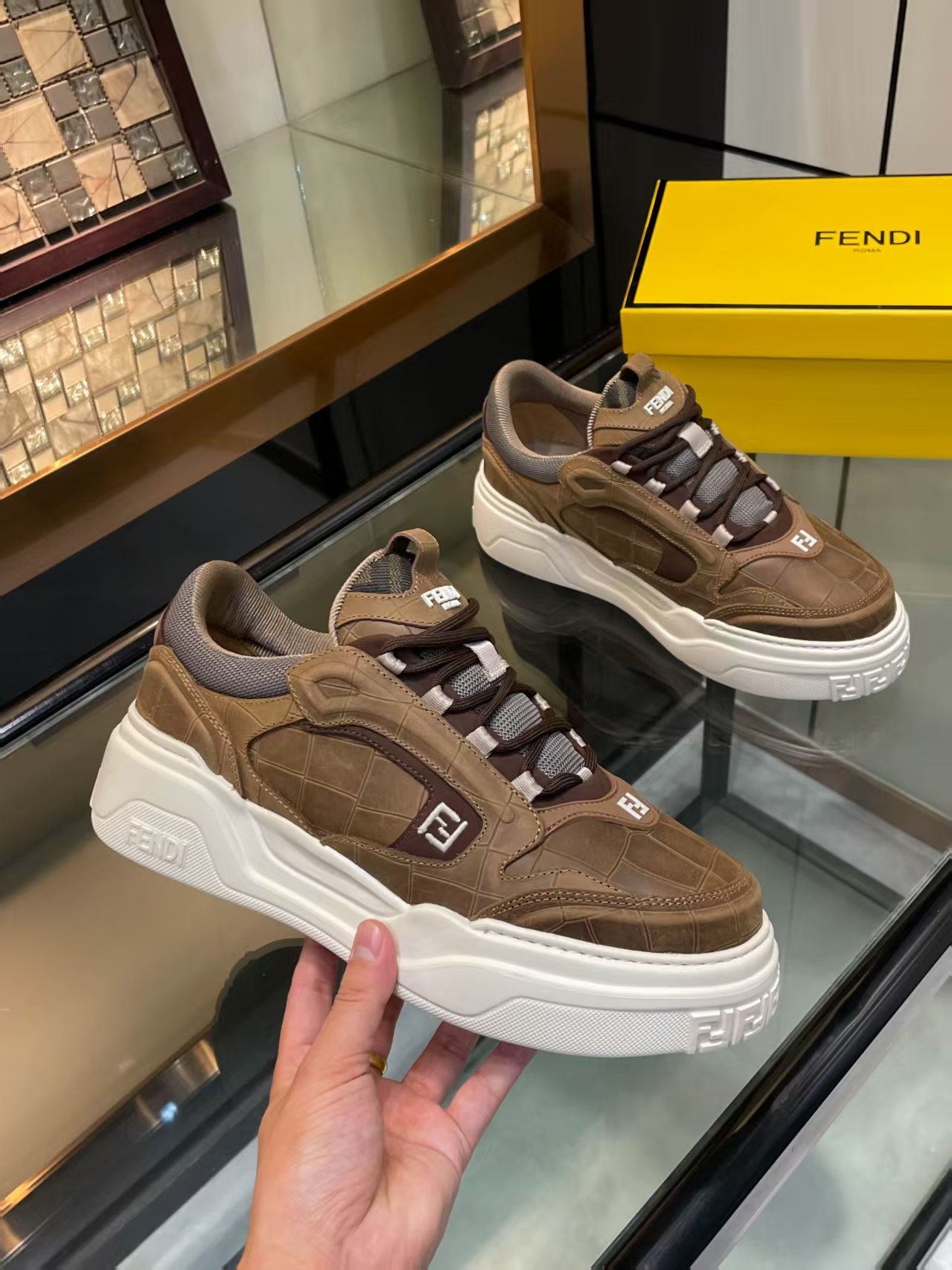 Fendi Match Sneakers Couple Casual Shoes In Leather And Suede - New 2025 8 a1750347629245 1636