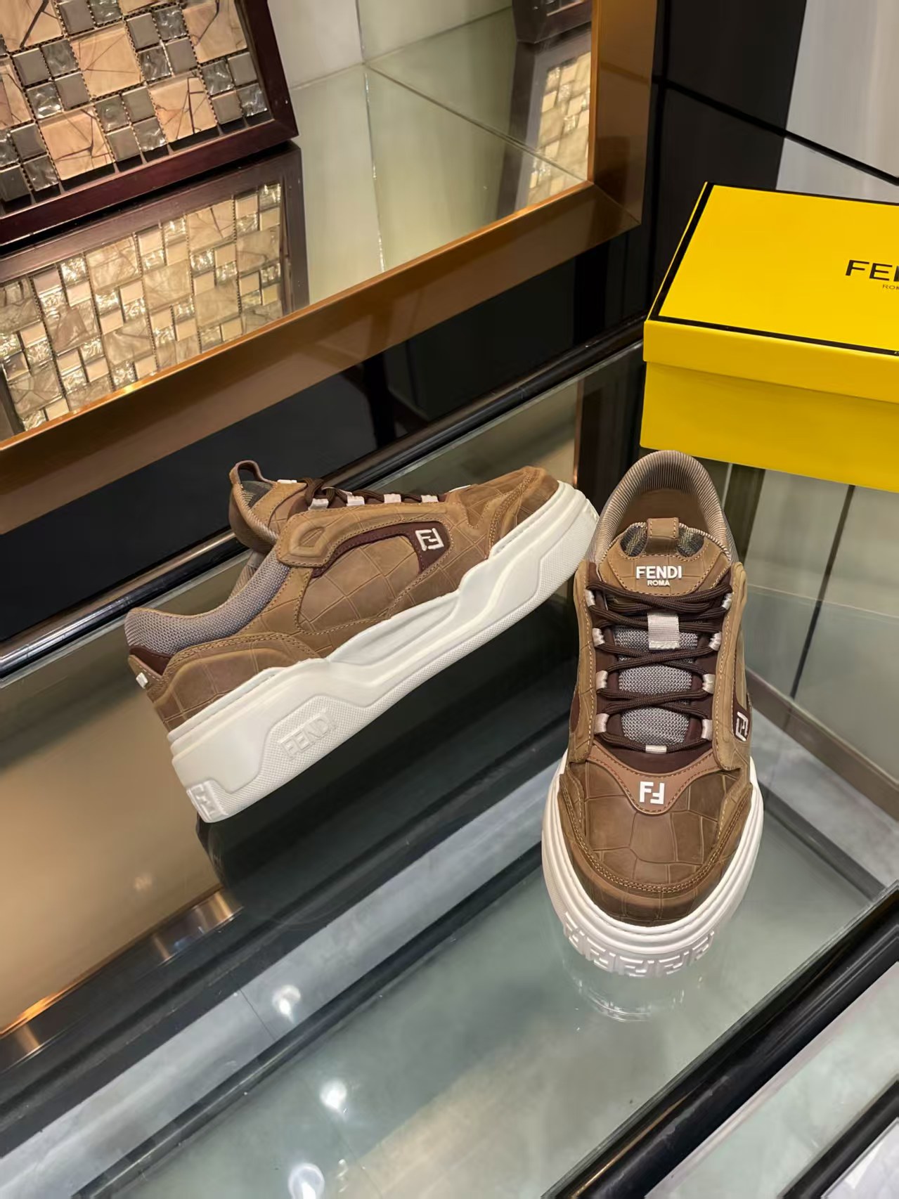 Fendi Match Sneakers Couple Casual Shoes In Leather And Suede - New 2025 7 a1750347629252 7086