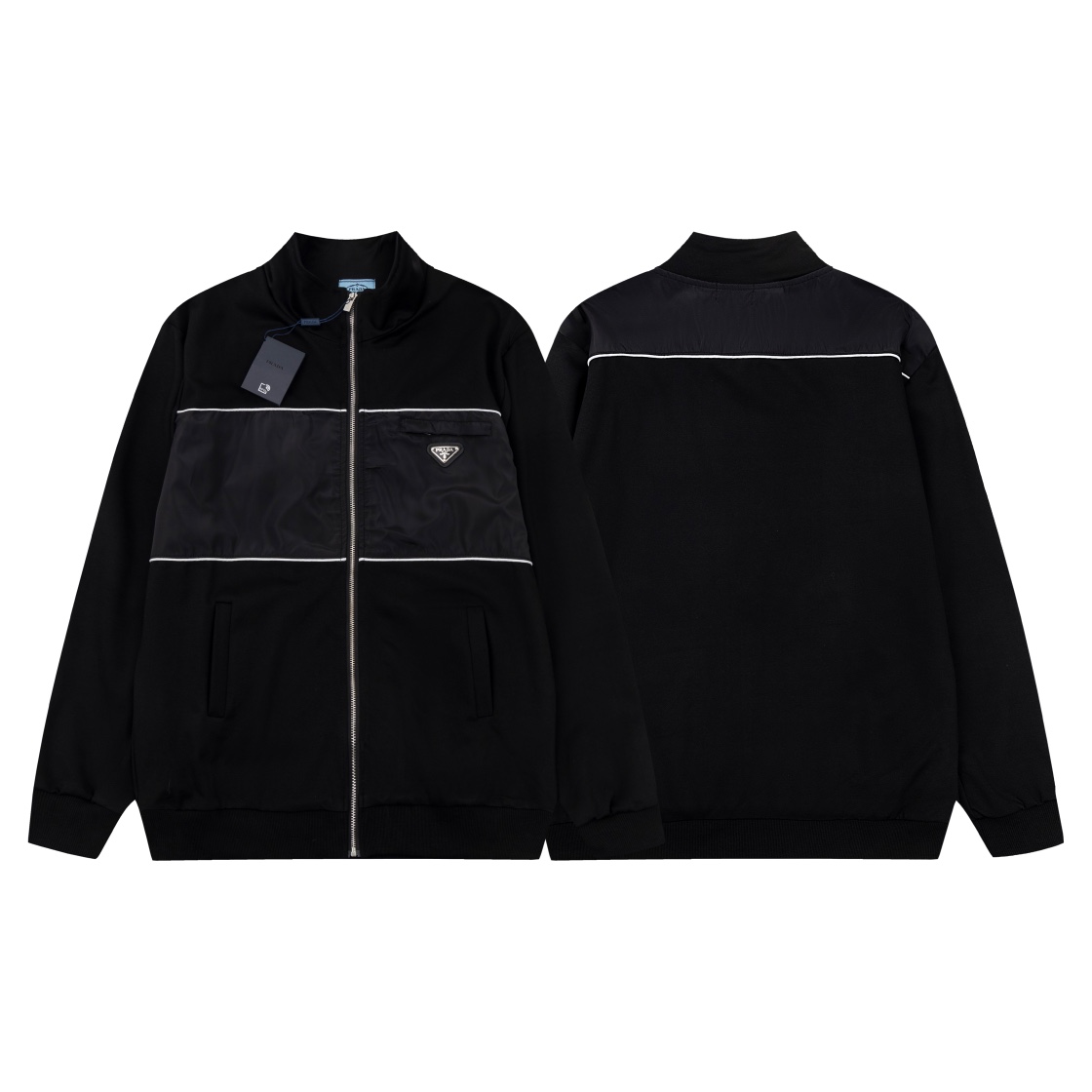Prada Clothing Coats & Jackets Black White Splicing Unisex