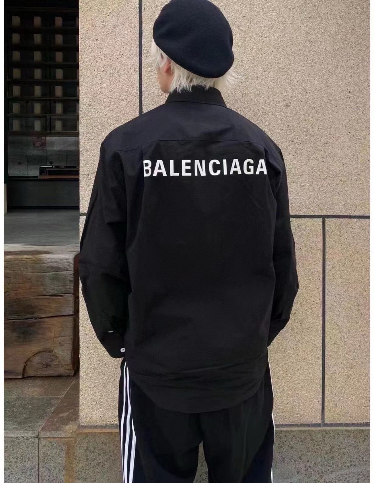 Balenciaga Clothing Shirts & Blouses Black White Printing Cotton Poplin Fabric Long Sleeve