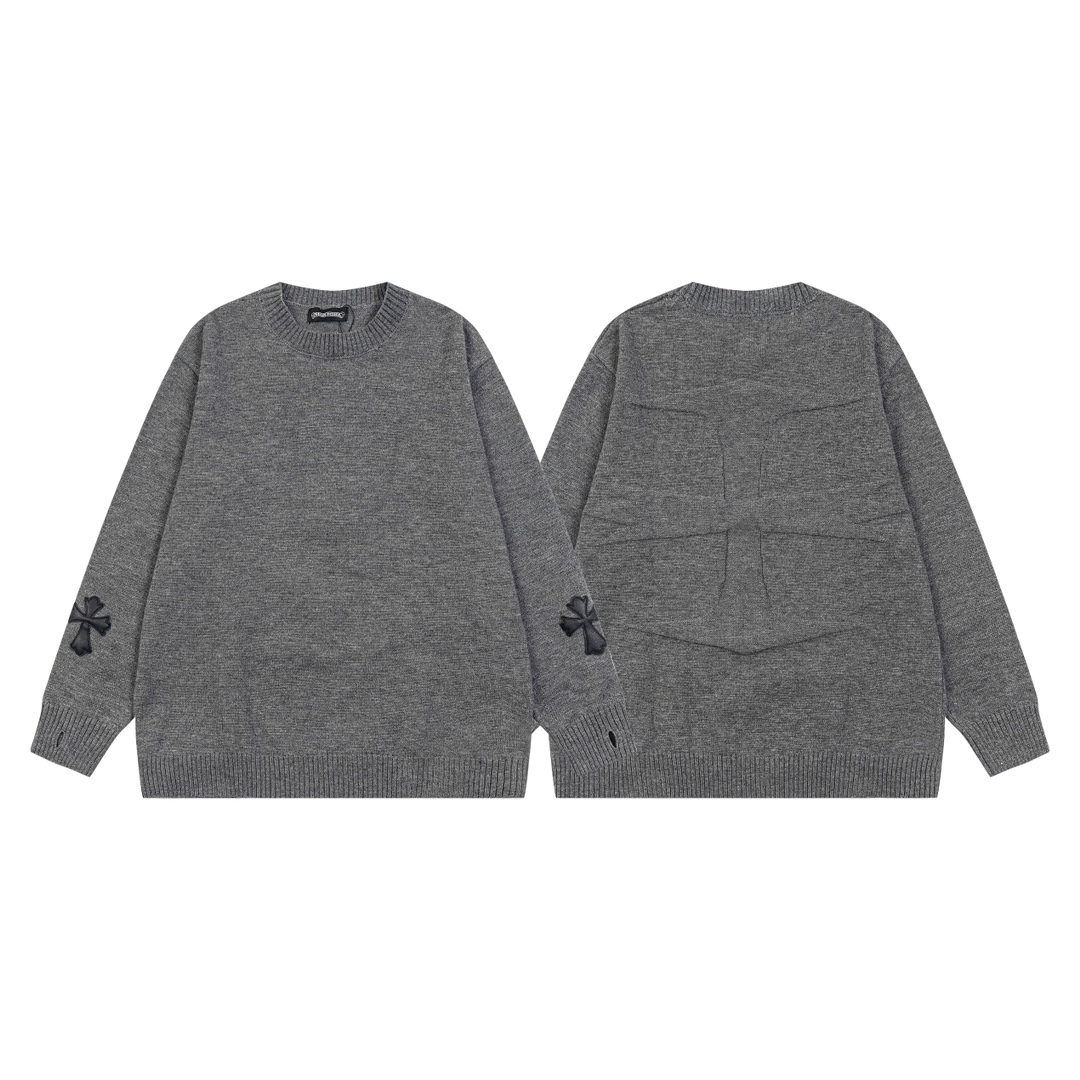 Chrome Hearts Clothing Sweatshirts US Sale
 Grey Unisex Knitting Fall/Winter Collection