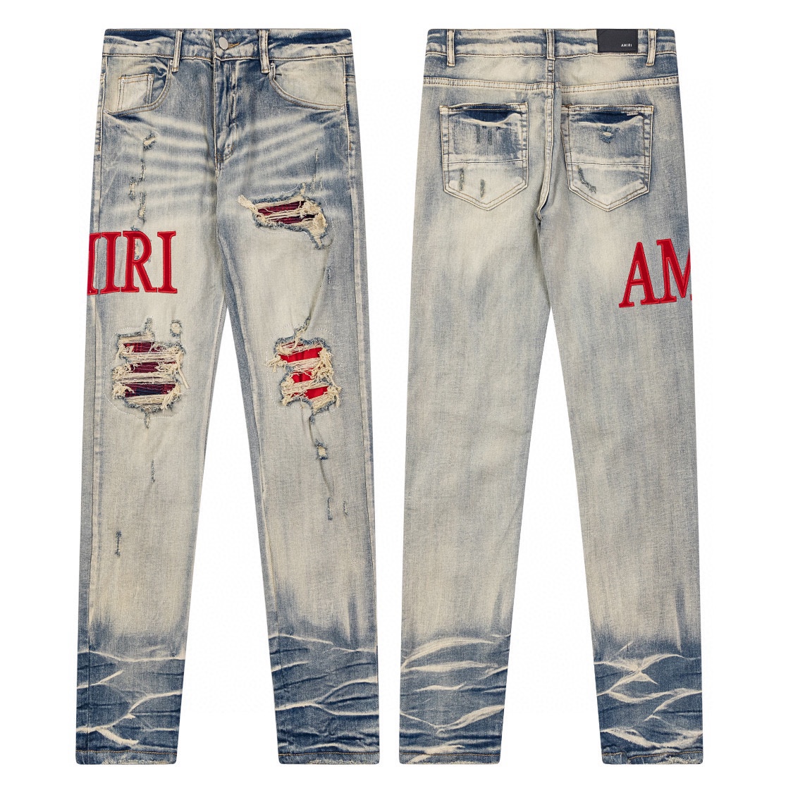 Amiri High
 Clothing Jeans Pants & Trousers Blue Red Embroidery