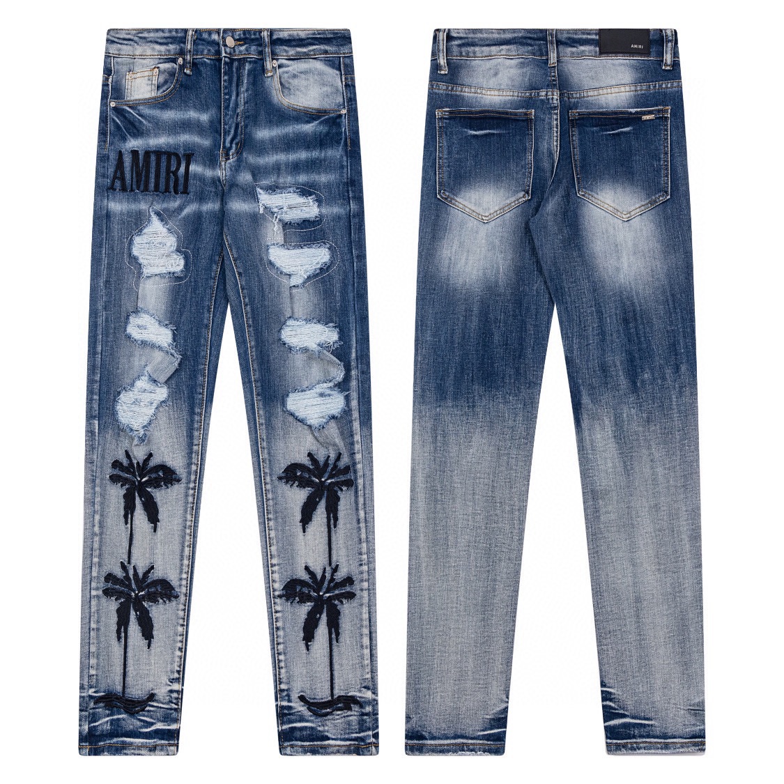 Amiri Wholesale
 Clothing Jeans Pants & Trousers Blue Embroidery