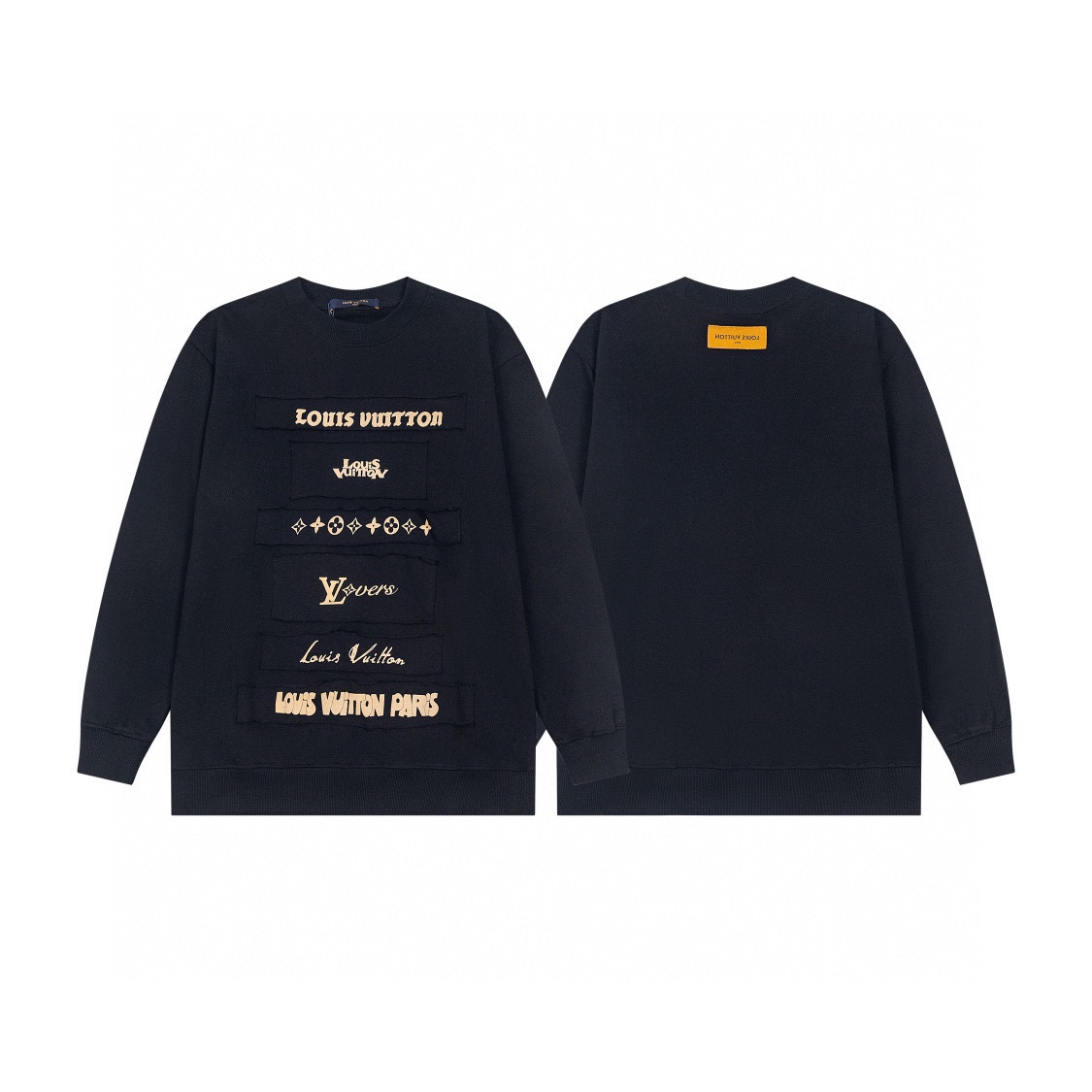 Buy the Best High Quality Replica
 Louis Vuitton Clothing Sweatshirts Black Printing Unisex Cotton Long Sleeve