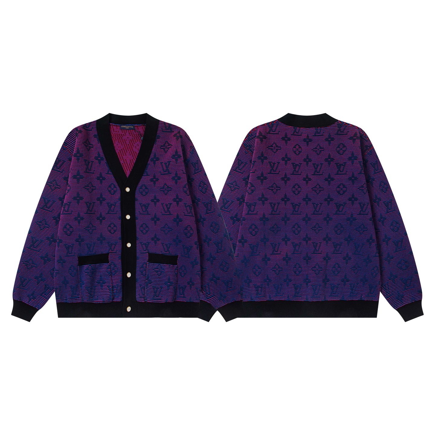 🅿️184
款号：Y211
LV路易威登官网版本重工光晕渐变提花针织开衫外套
💥一公斤超重顶级独家版本 垂坠感十足
官网新款原版1:1定做 德国进口渐变纱线定制外套 不同光线下折射出不同色彩 
通过同色系或相邻色系的过渡与晕染，营造出朦胧光线附着在针织肌理上的视觉效果，带来光影交错般的柔和与浪漫。
 德国进口机器制作 普通小作坊做不出来 开模定制拉链高级感拉满，宽松的版型，不仅显瘦还百搭 ，打造随性慵懒舒适的穿搭 
颜色：渐变紫
尺码：S-XL