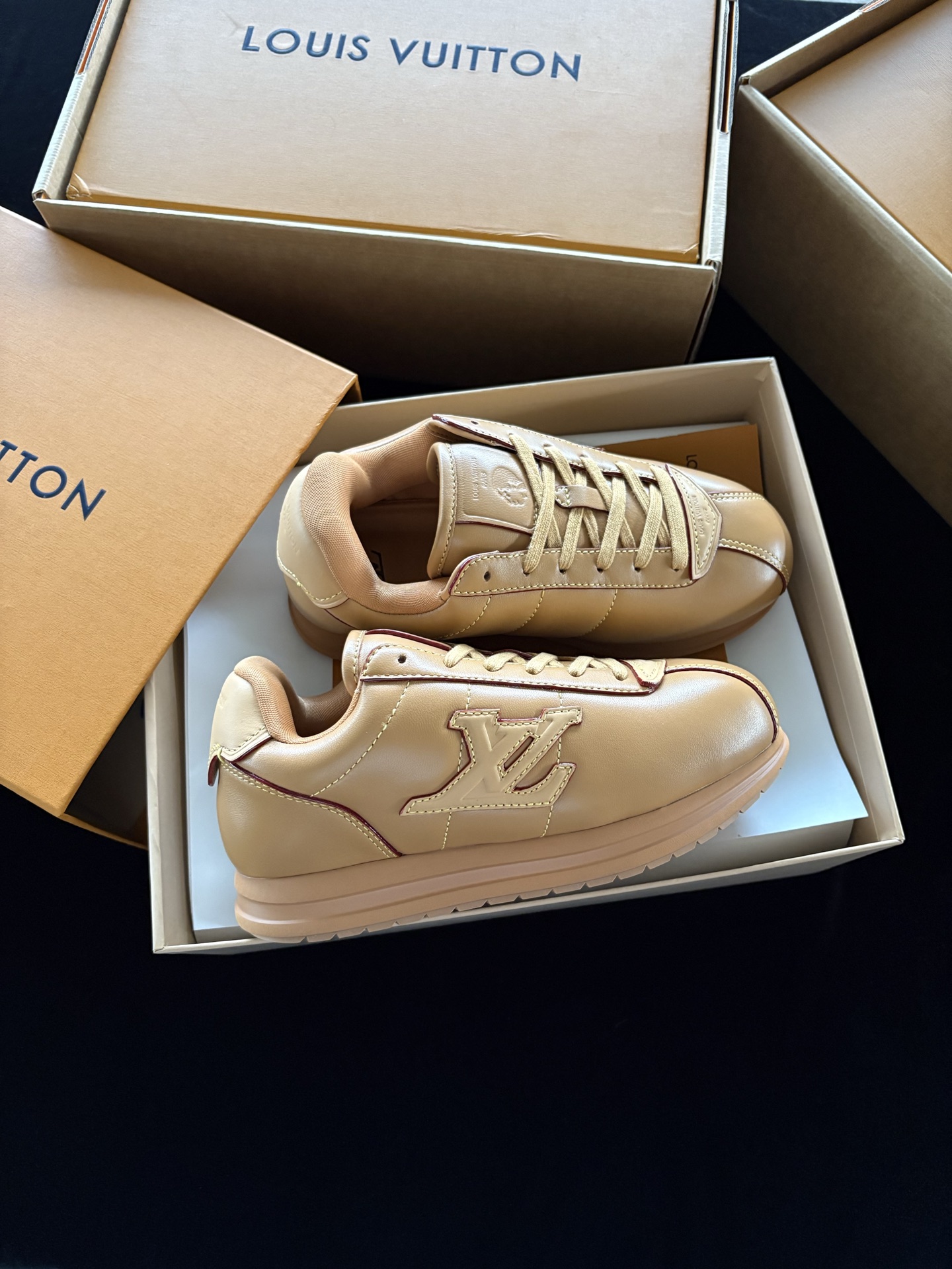 Louis Vuitton Buttersoft Leather Sneakers LV x Nigo Collab - Tan
