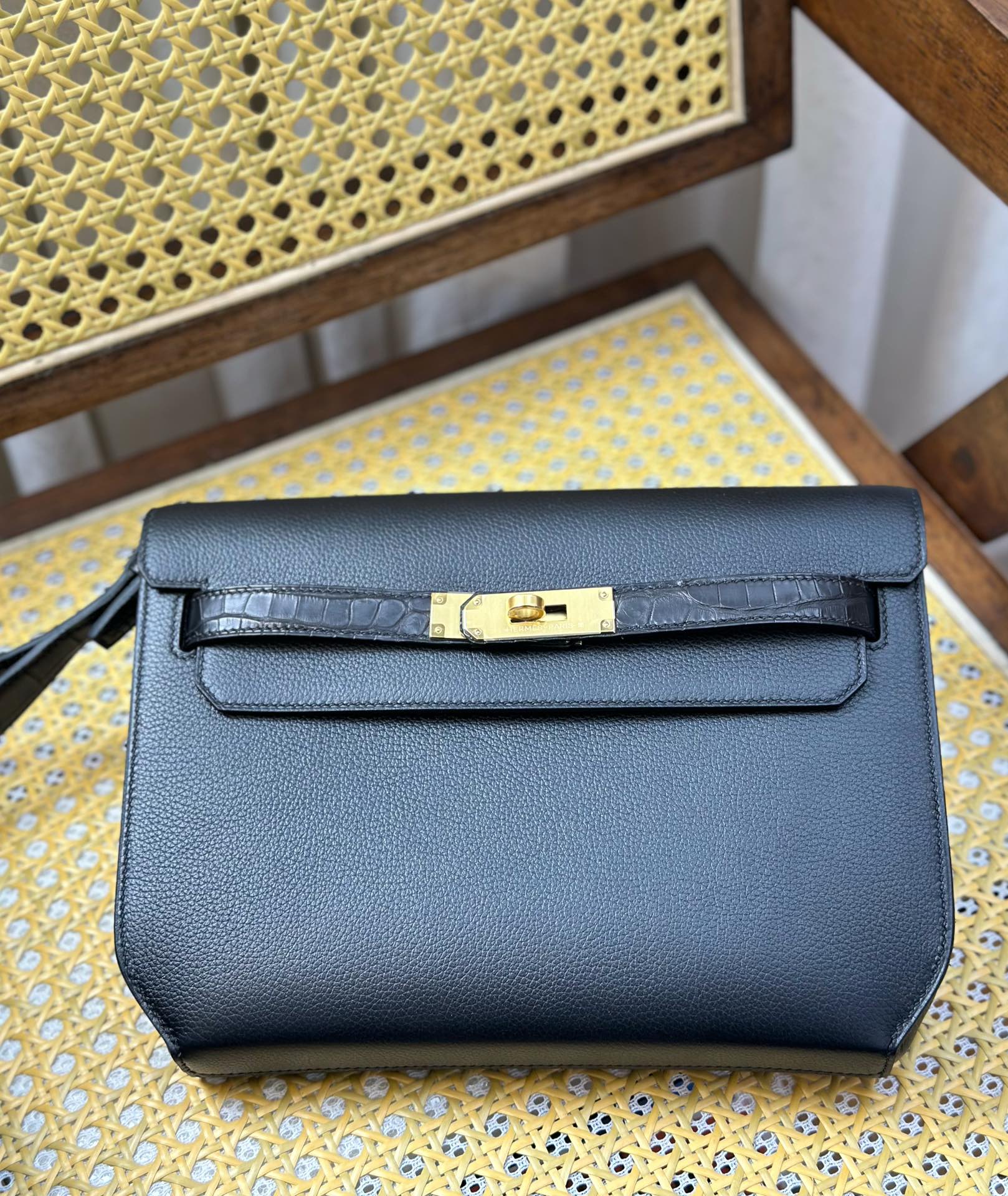 Hermes Kelly Borse Pochette Hardware oro Cuoio di coccodrillo