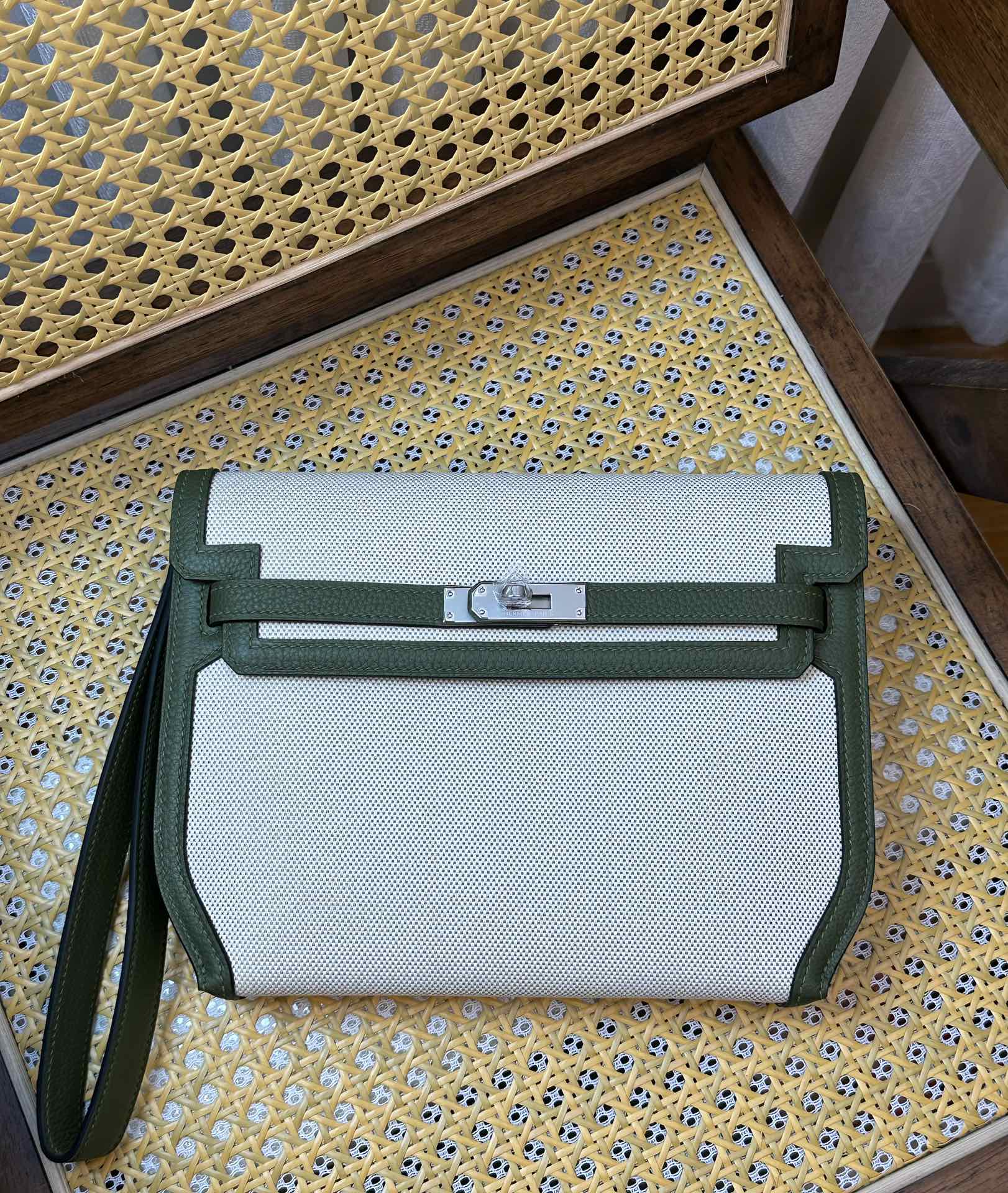 Hermes Kelly Borse Pochette Hardware argento Tela