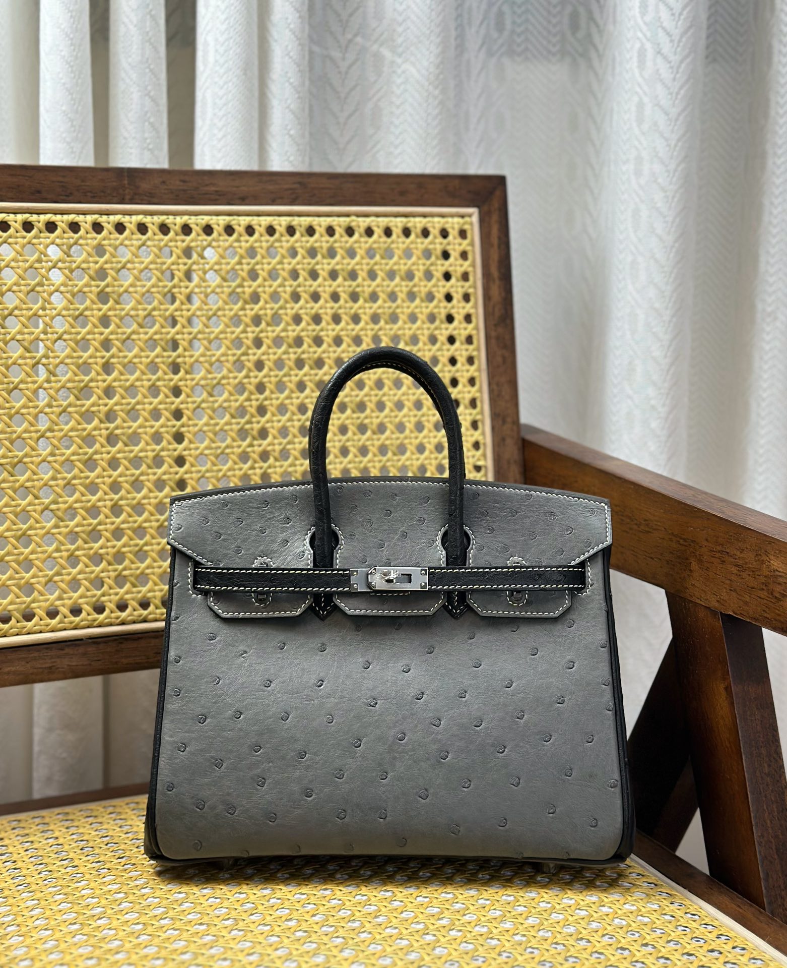 Dove acquistare falsi
 Hermes Birkin Borse Borsette Nero Grigio Hardware argento Cuoio di struzzo