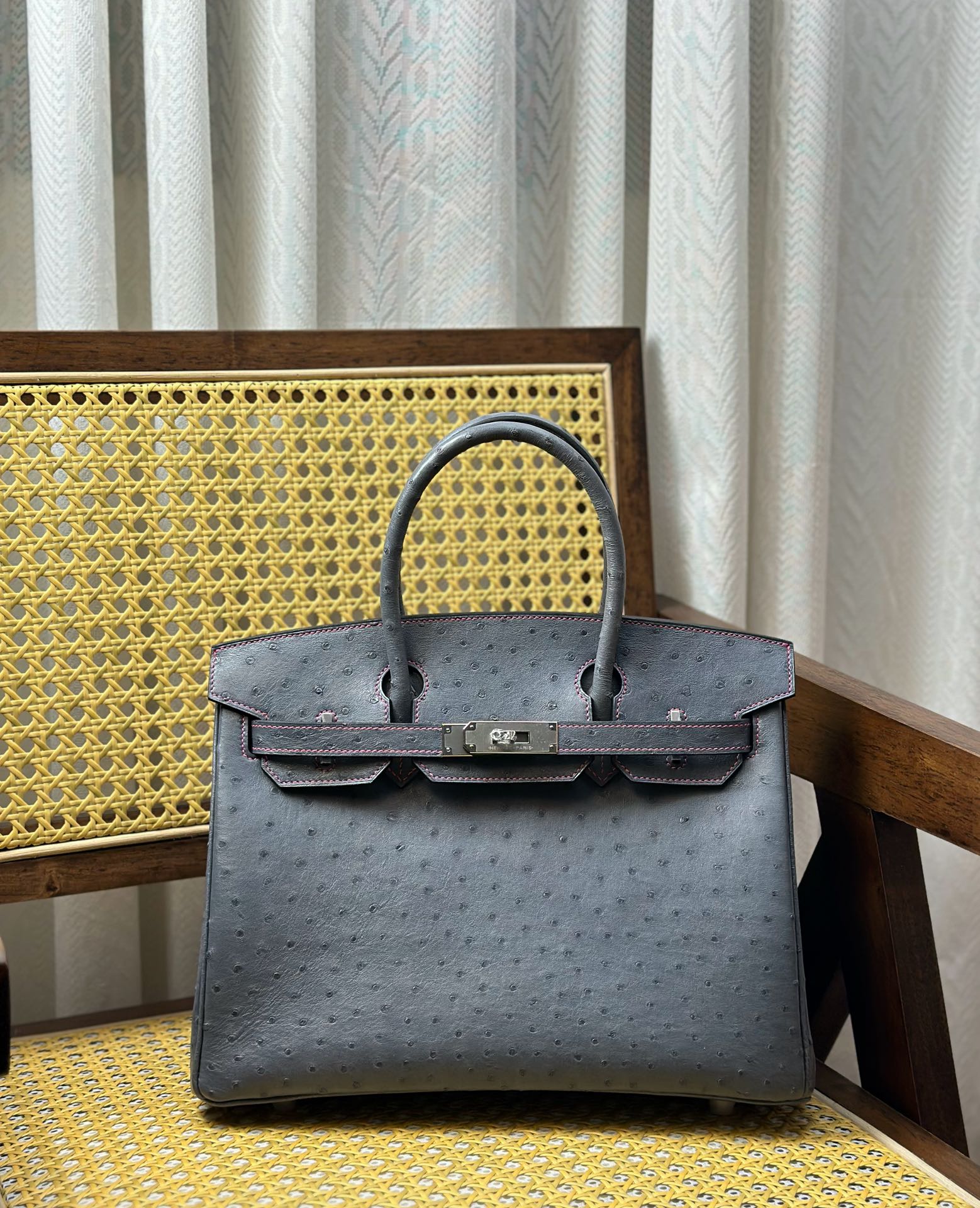 Hermes Birkin Borse Borsette Cina all'ingrosso
 Grigio Cuoio di struzzo