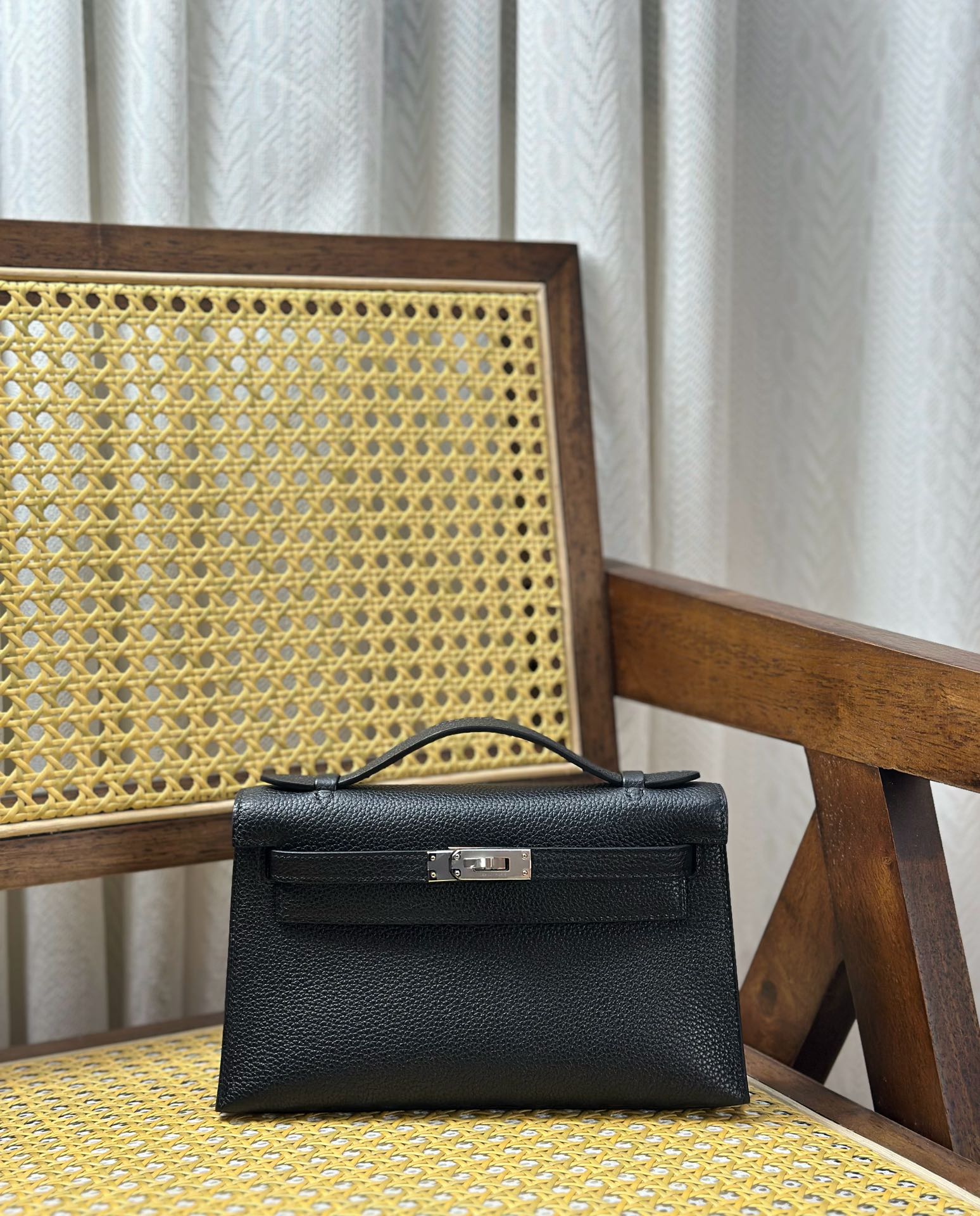 Hermès Rare itemKelly /mini generation togo leather black silver buckle