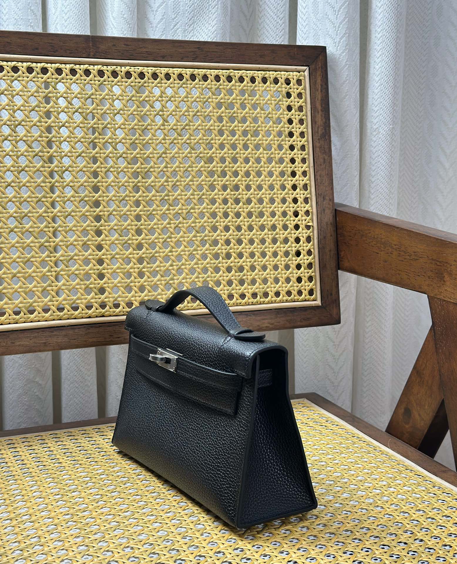 Hermès Rare itemKelly /mini generation togo leather black silver buckle