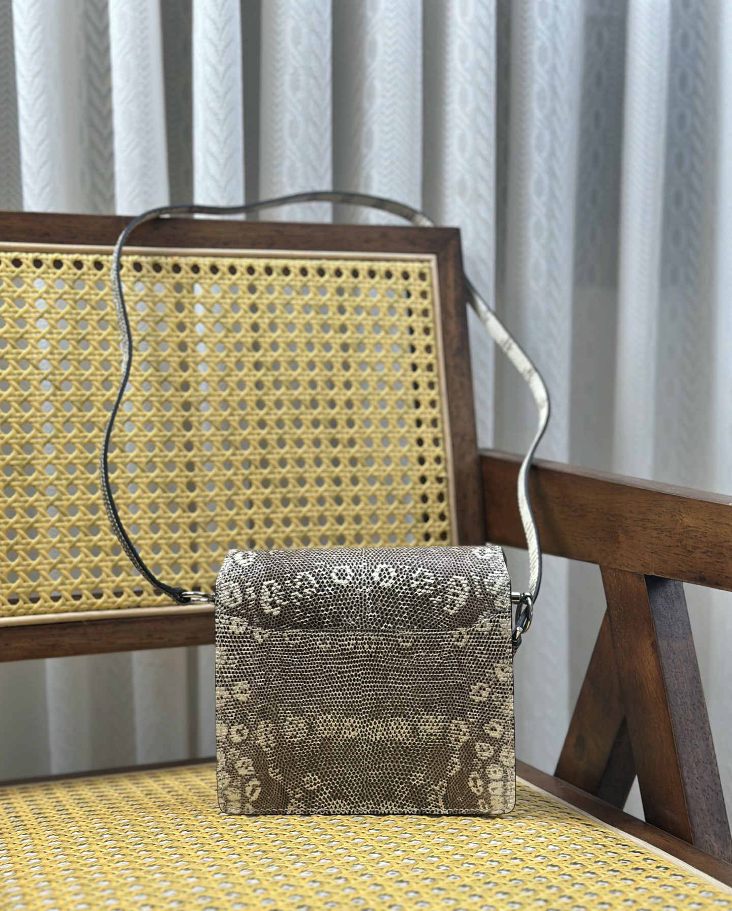 Hermès Hermes Roulis /18cm pig nose snowflake lizard skin