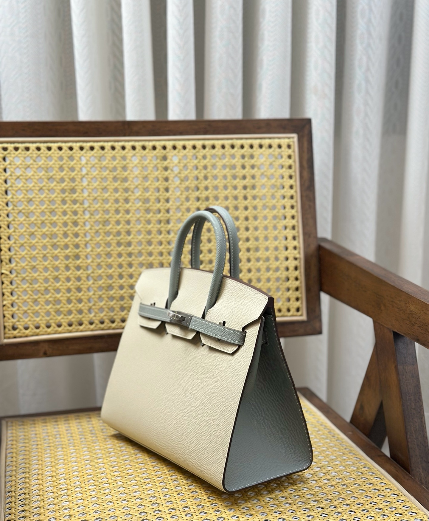 Hermès Hermes Birkin/25cm milkshake white and glacier blue advanced full-hand customization