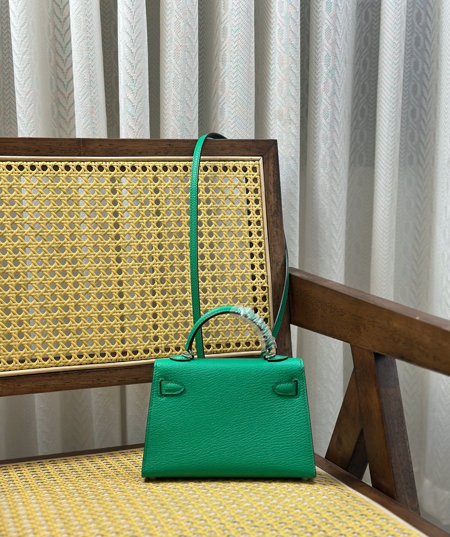 Hermès Rare H family delivery real shot Kelly /mini second generation goatskin bamboo green silver buckle