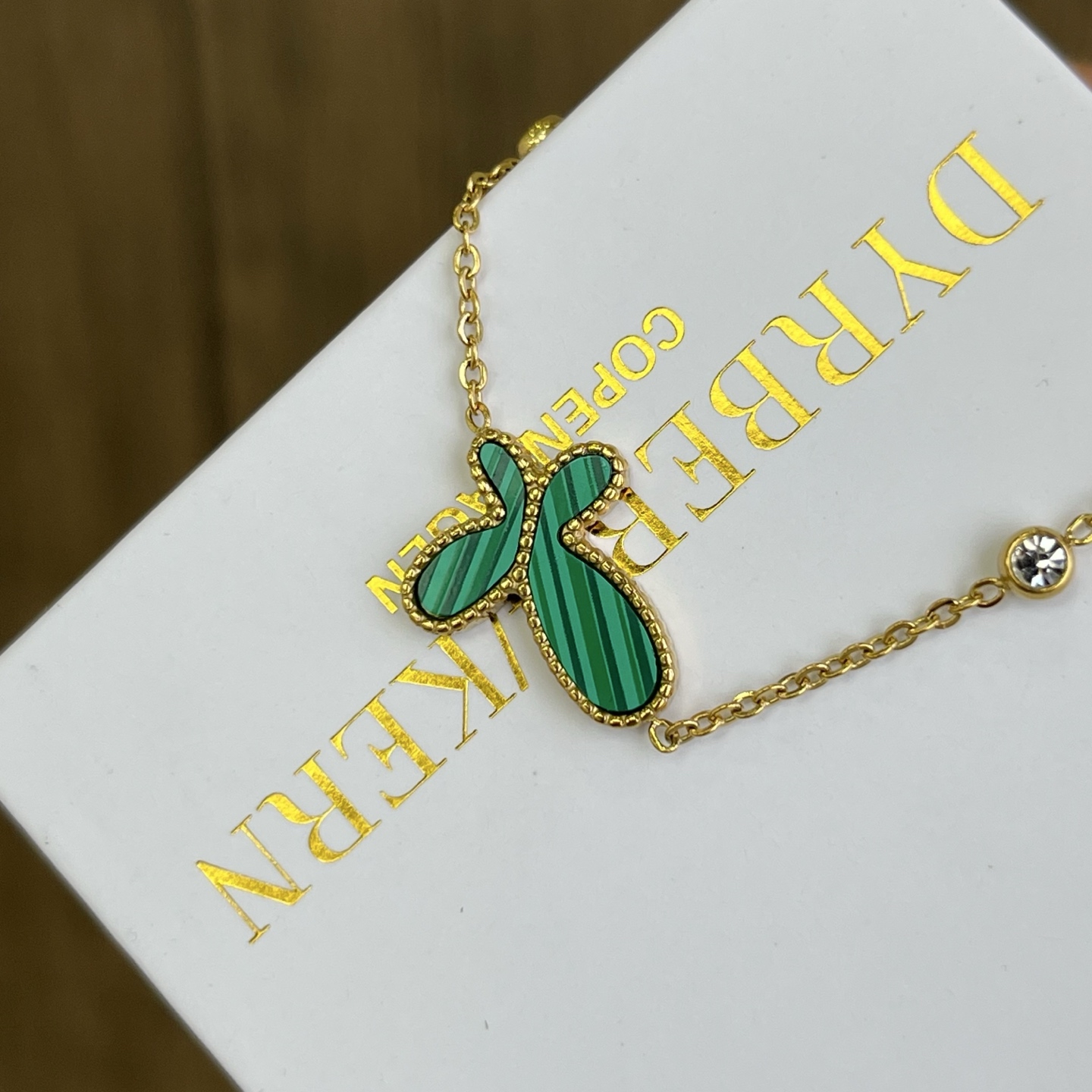 Dyrberg/Kern Malachite Butterfly Bracelet with Gold-Tone Finish