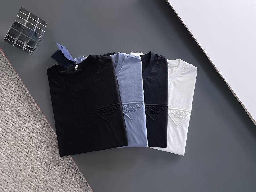 PRADA 2024男士T恤 黑色 浅蓝色 白色 宝蓝色 S. M. L. XL. XXL