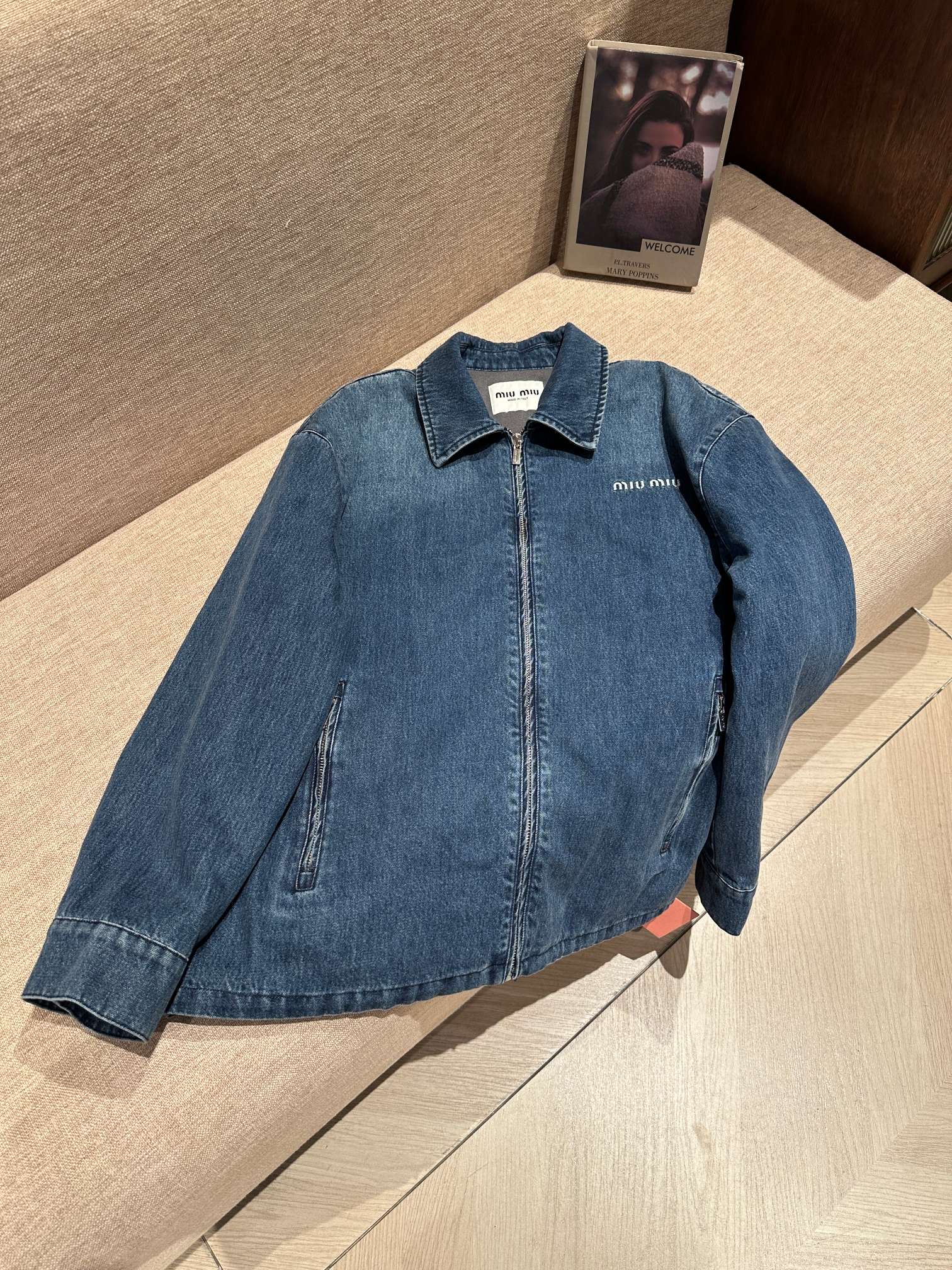 Miu Miu Veste en Jean avec Empiècements en Laine d'Agneau Automne/Hiver