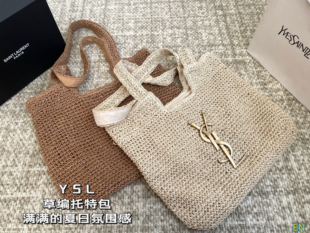 Perfect Replica
 Yves Saint Laurent Tote Bags Straw Woven Summer Collection Vintage