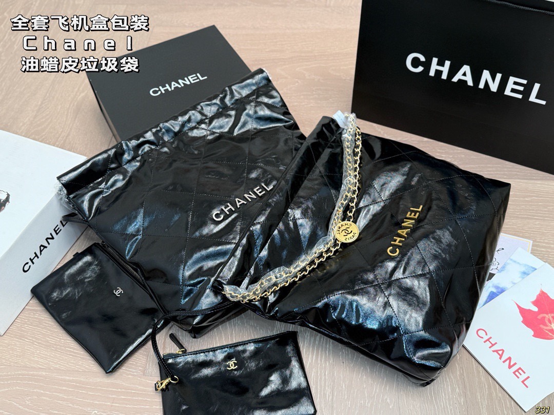 ¥270 Full Set Of Airplane Box Packaging | Waxed Leather Chanel Gold Coin Bag Shopping Bag | Chanel 22bag Garbage Bag Is So Beautiful | High-end Cold Feeling Coming To Your Face | Super Cool, Salty Or Sweet | Gives You A Light Freshness, The First Choice For Daily Outings | Size: 39 42