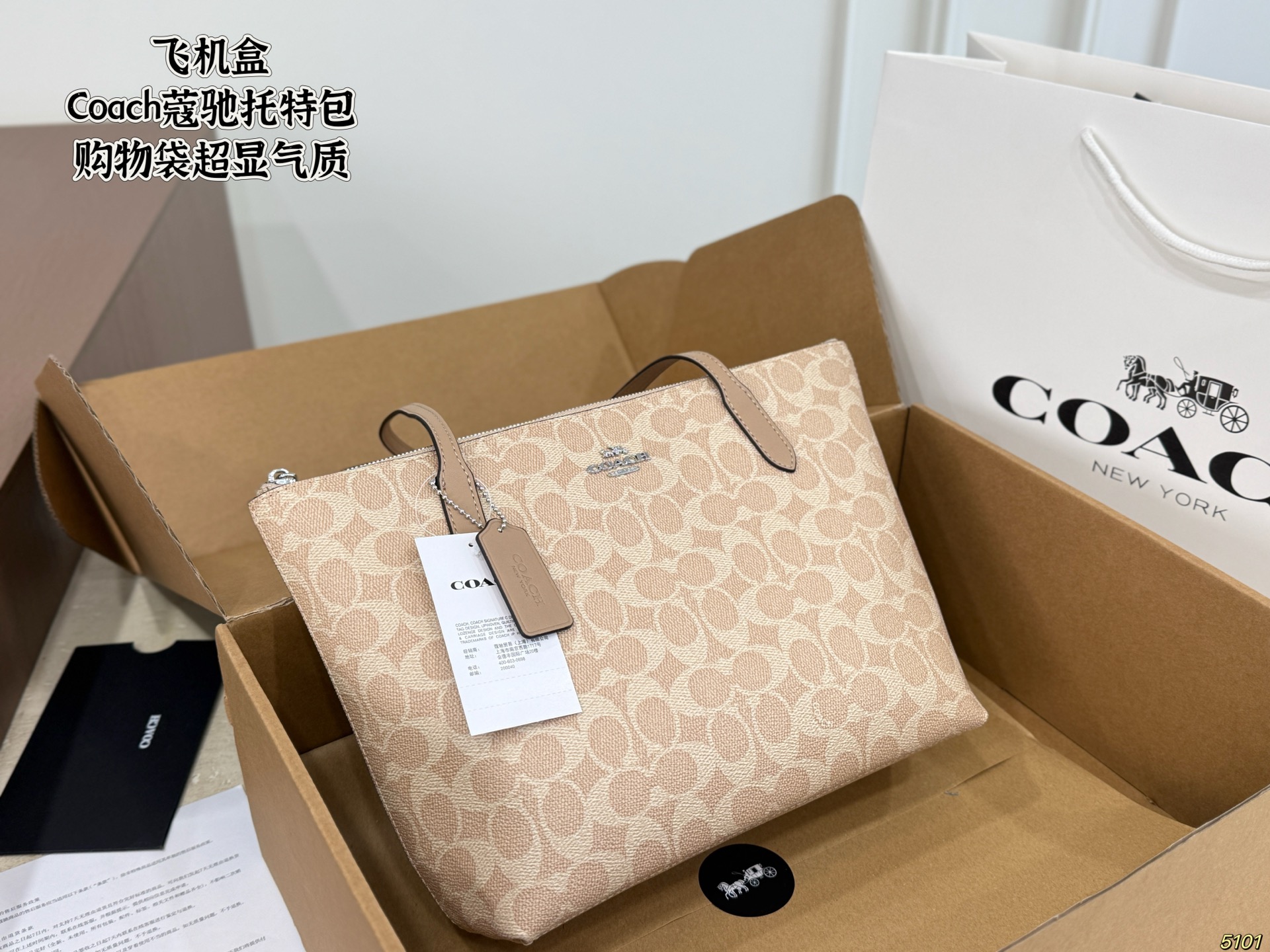 Bolso tote Coach con caja de avión, bolsa de compras 🛍️. La bolsa que lleva la hermana Shen Mengchen este añ…
