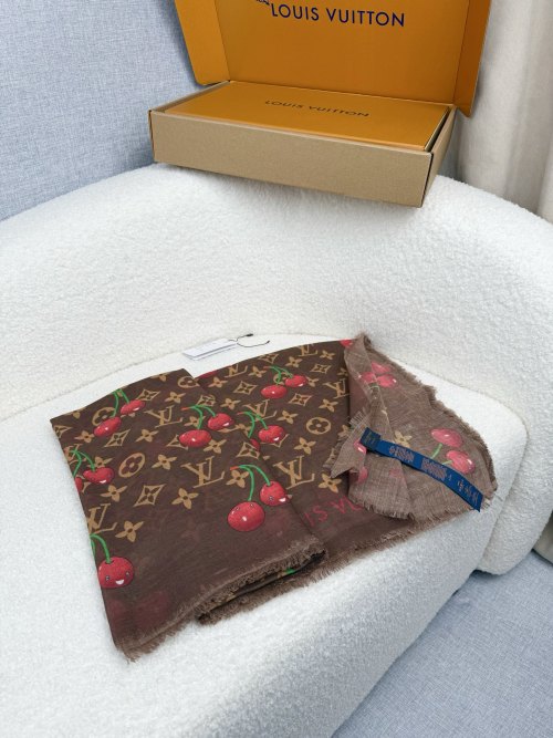 Louis Vuitton Murakami Takashi Cherry Print Cashmere Square Scarf 140*140cm 1 Louis Vuitton Murakami Takashi Cherry Print Cashmere Square Scarf 140*140cm