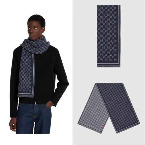 Gucci Wool Scarf GG Pattern Double-Sided 47 x 180 cm 36 Gucci Wool Scarf GG Pattern Double-Sided 47 x 180 cm
