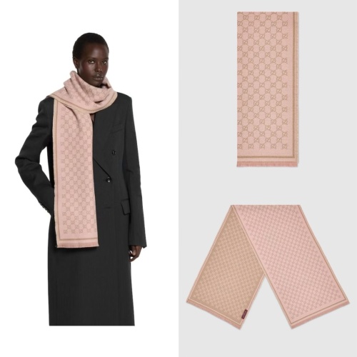 Gucci Wool Scarf GG Pattern Pink/Beige, 47*180cm, Double-Sided, Warm and Stylish 37 Gucci Wool Scarf GG Pattern Pink/Beige, 47*180cm, Double-Sided, Warm and Stylish