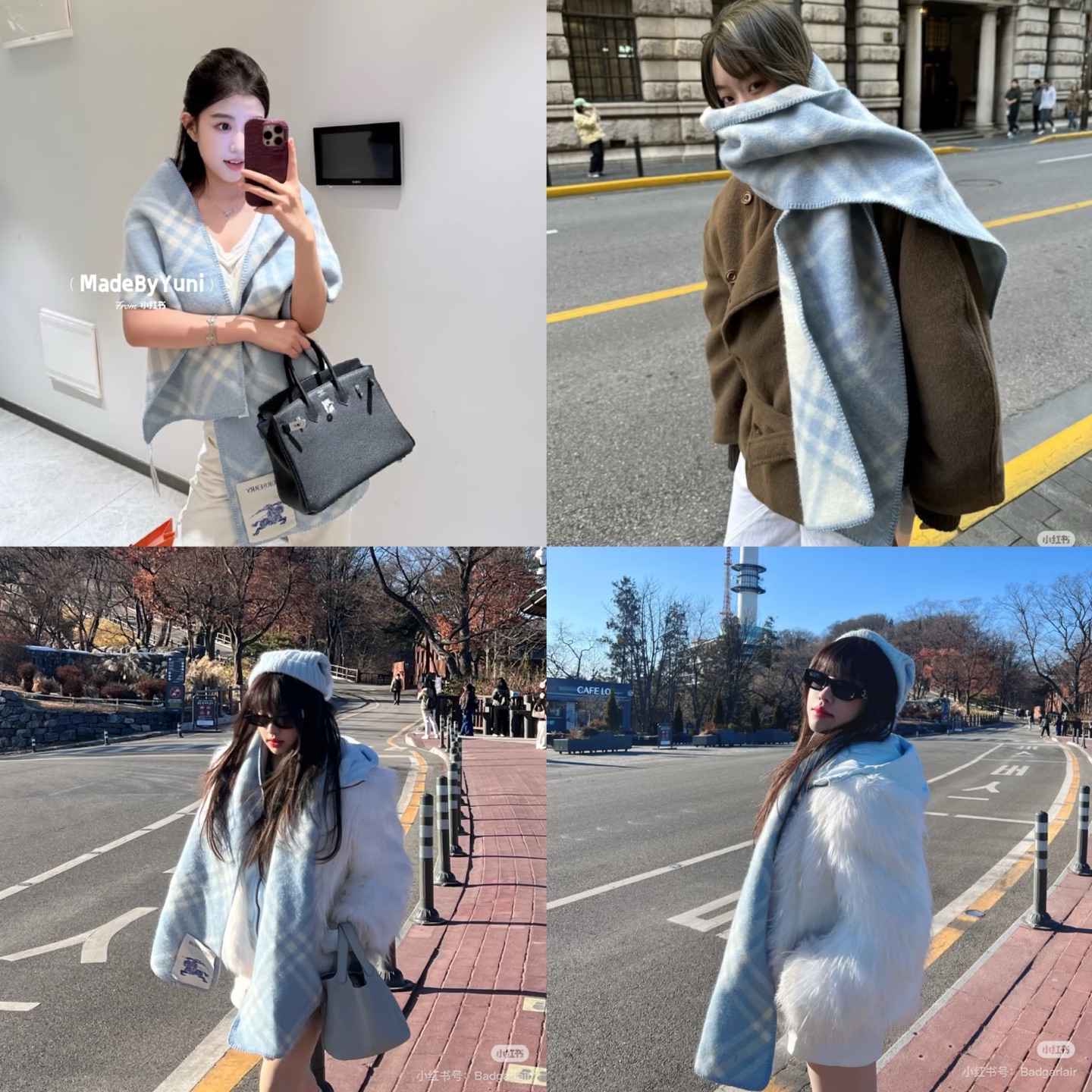 P。B家。【锯齿状车线版】低调的奢侈感❗️极品柔美精英高手级别的时髦感围巾❗️这款Burberry羊绒羊