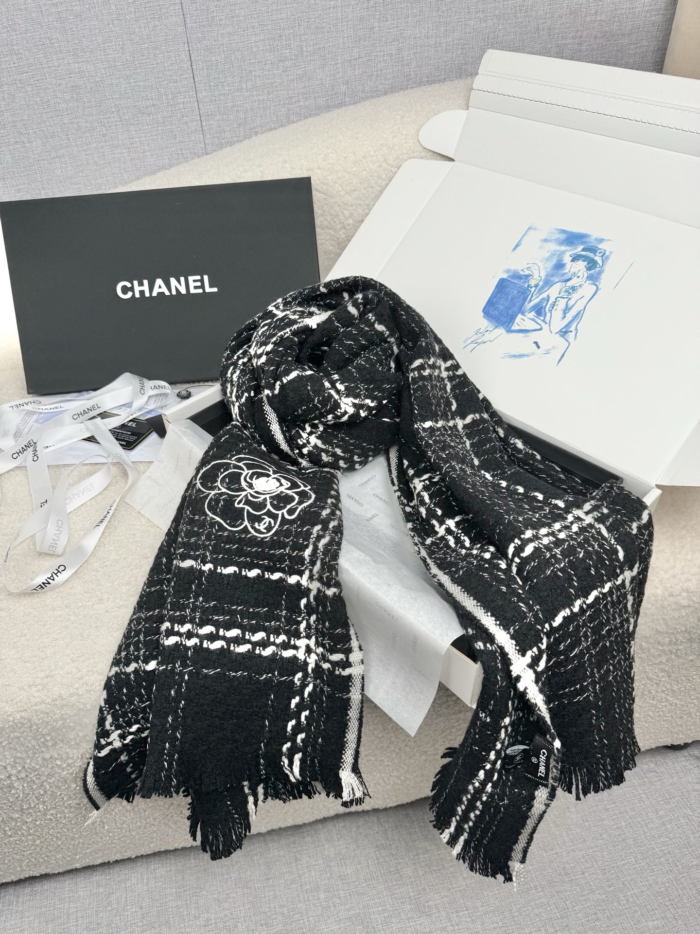 P。香家。【山茶花刺绣】Chanel英国订单！极品货色激动万分~最新秋冬款，编织风系列山羊绒披肩，SVIP重磅必收！Ch